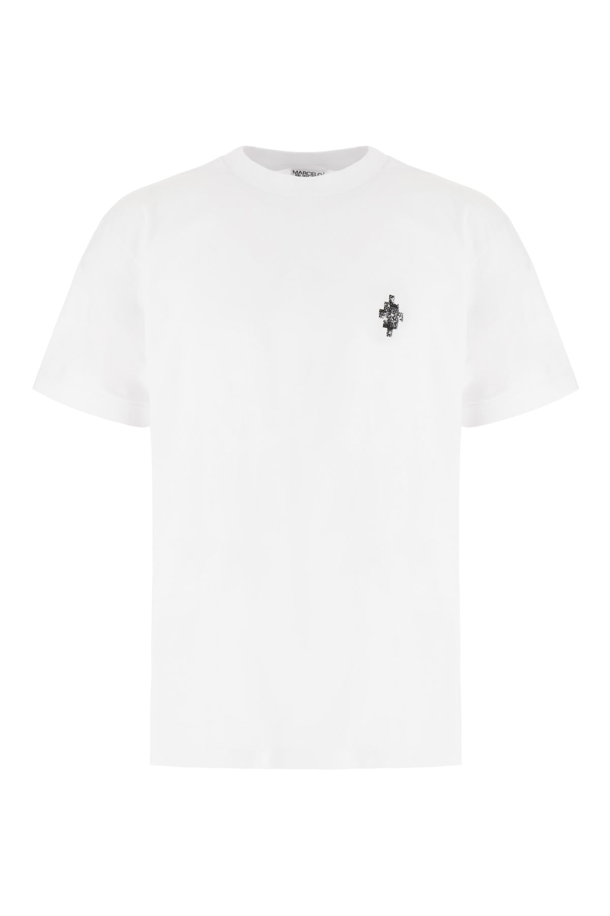 Marcelo Burlon County Of Milan White Cotton Stretch T-shirt In White Black