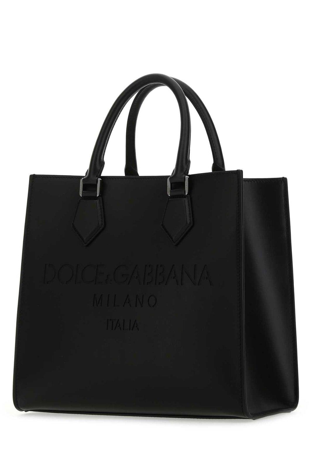 Shop Dolce & Gabbana Logo-embossed Top Handle Bag In Nero