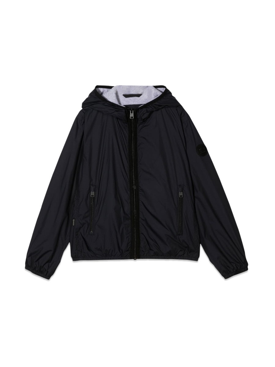 Woolrich Hooded Zip-up Bomber Jacket In Blue