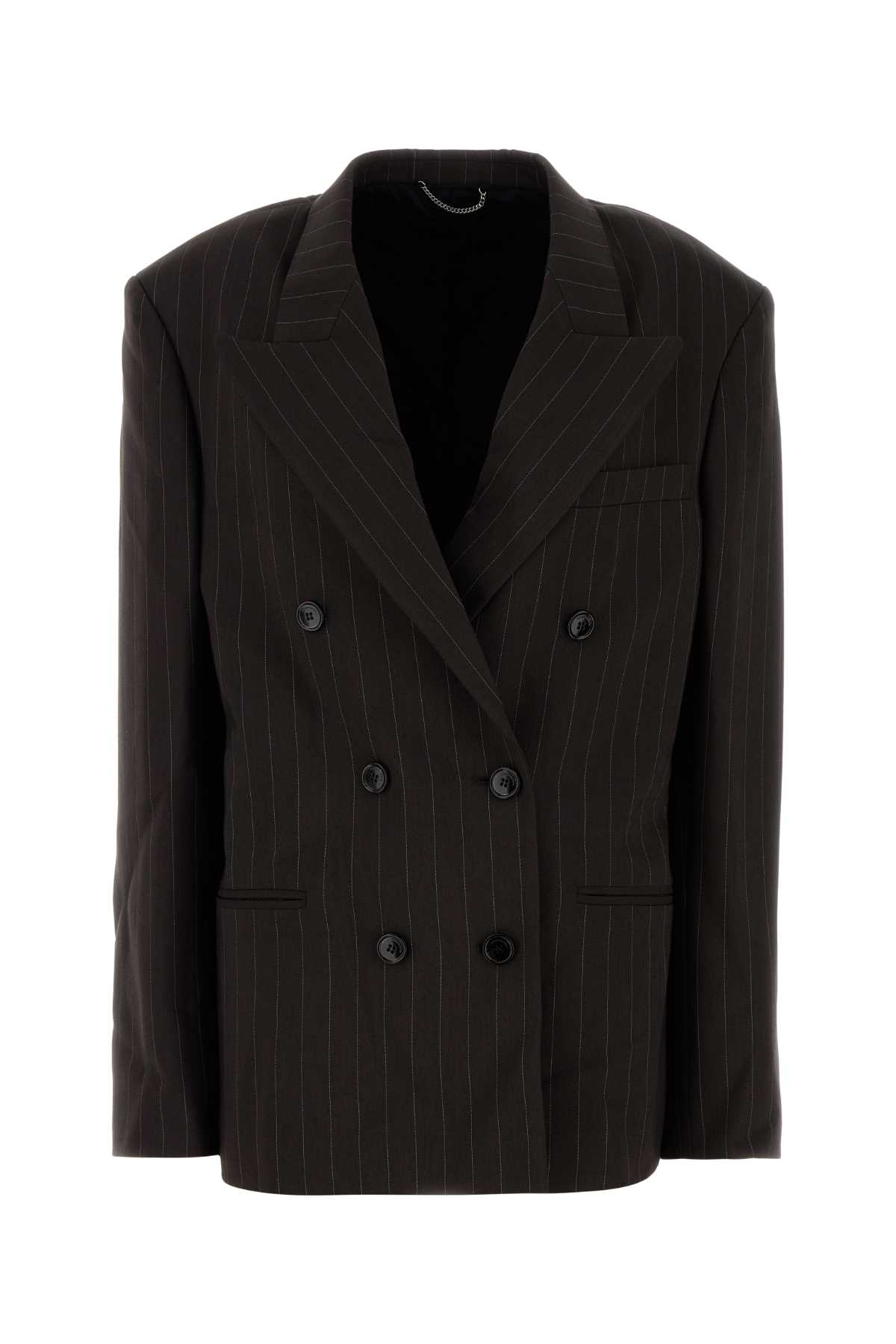Magda Butrym Embroidered Wool Blend Blazer In Brown