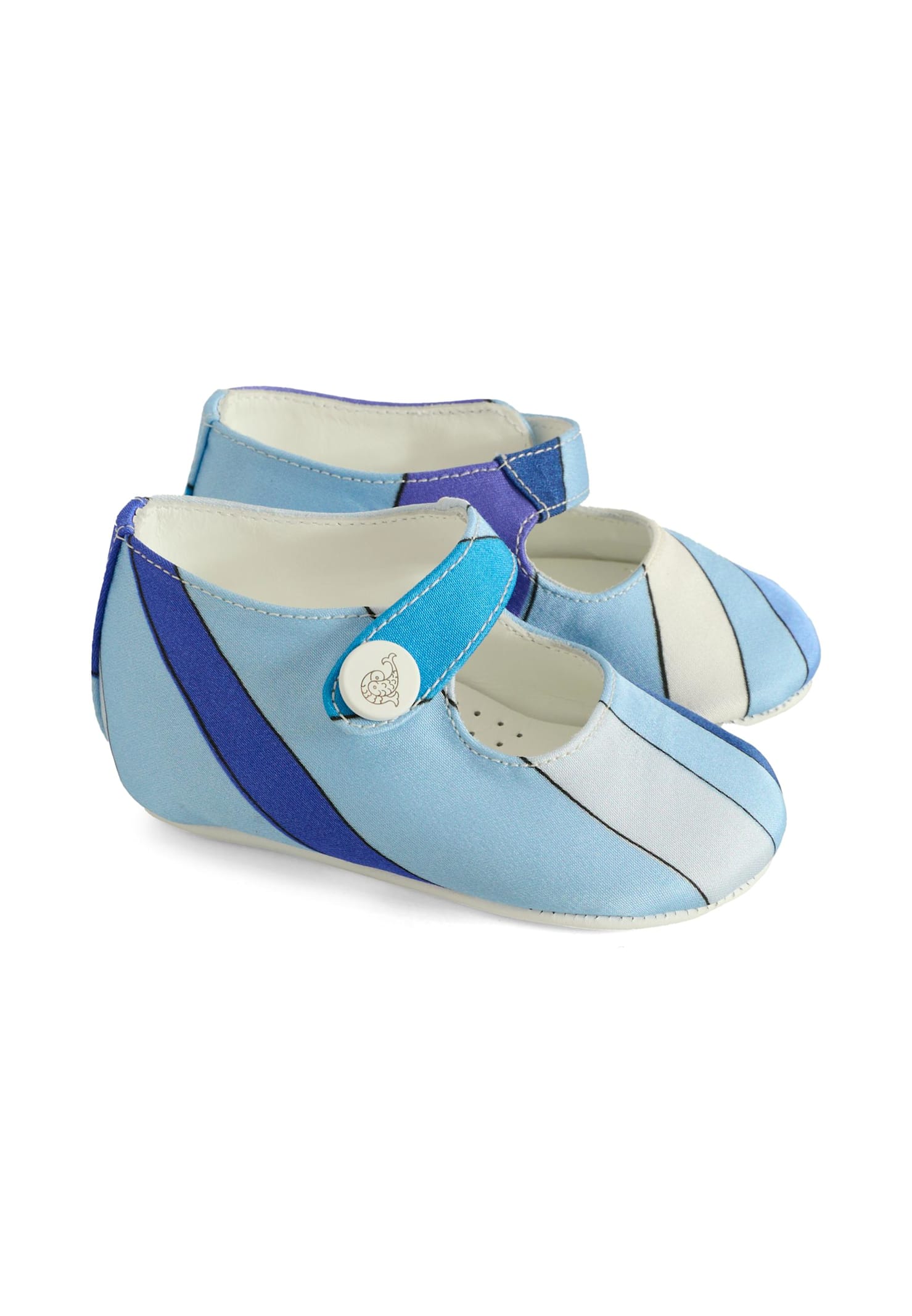 Pucci Blue Ballet Flats For Baby Girl With Print In Blue
