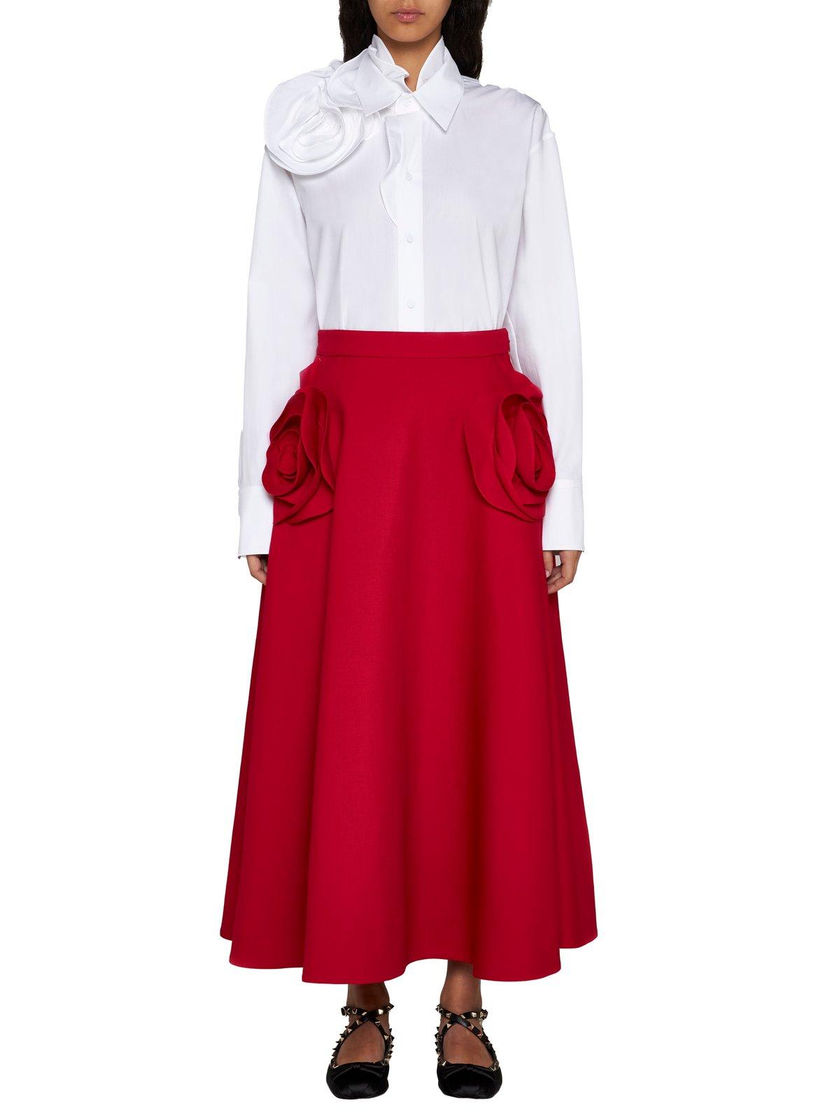 Shop Valentino Buttoned Long-sleeved Poplin Shirt In White
