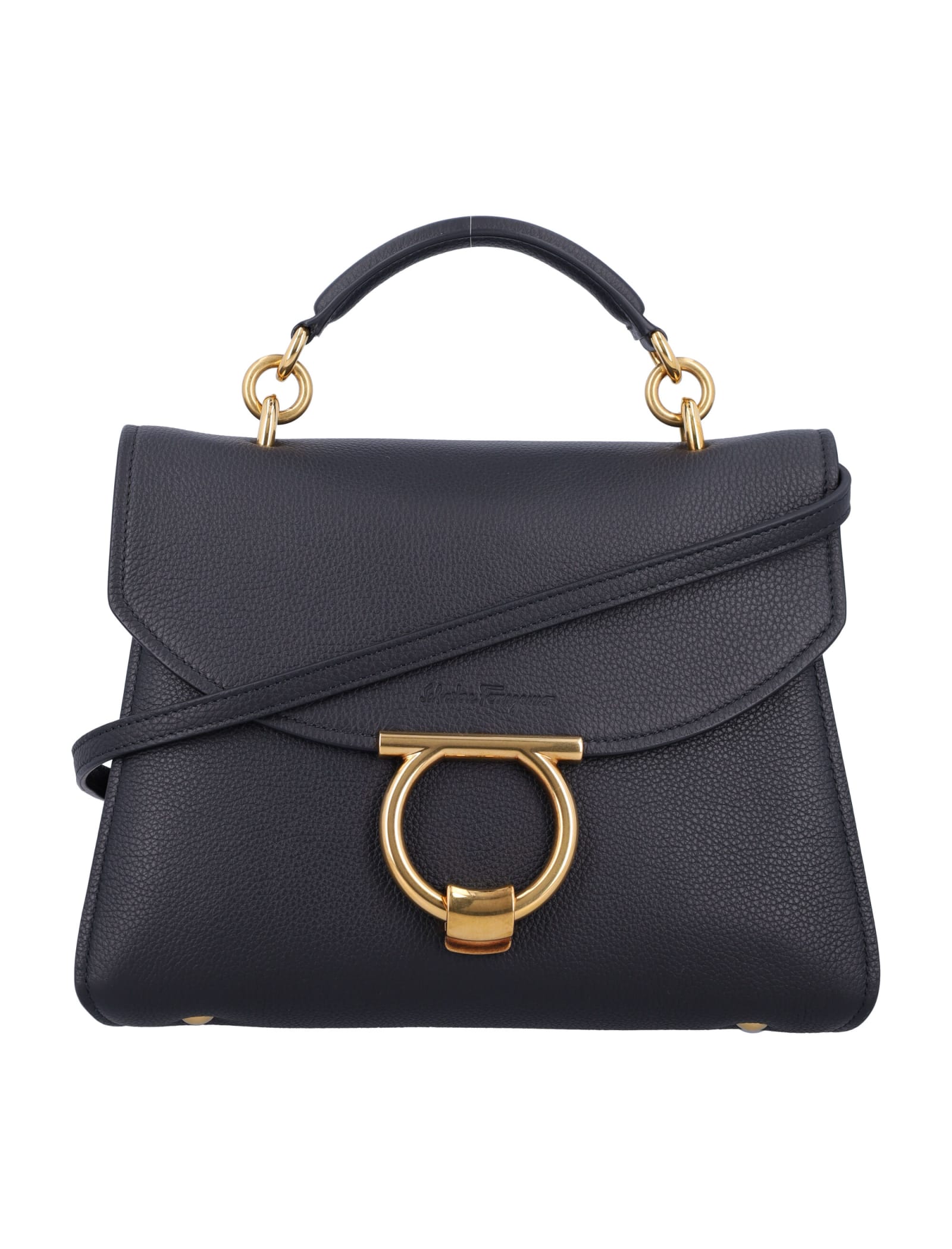 Shop Ferragamo Margot Top Handle Bag In Nero