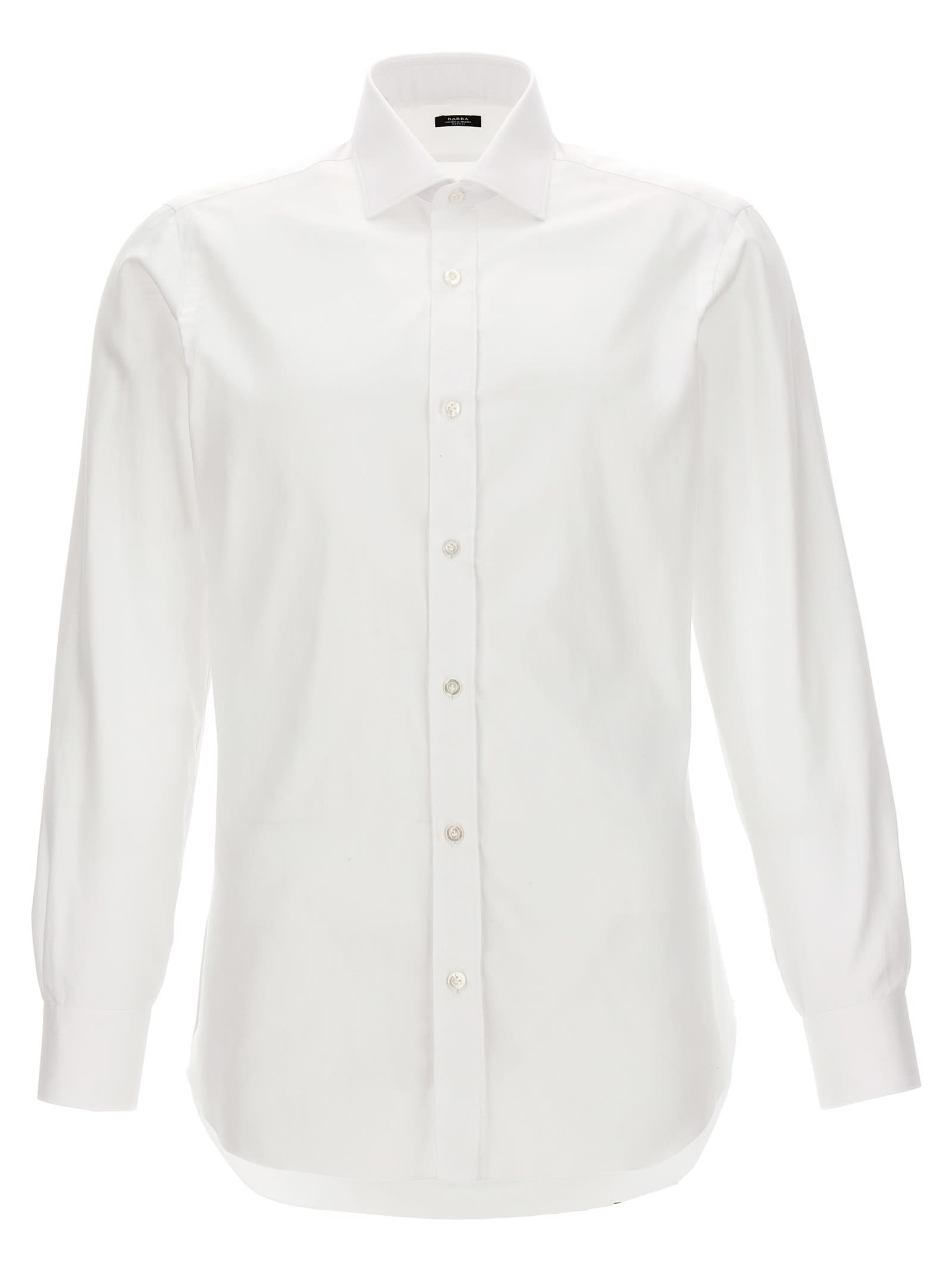 Shop Barba Napoli Textured Cotton Shirt In White