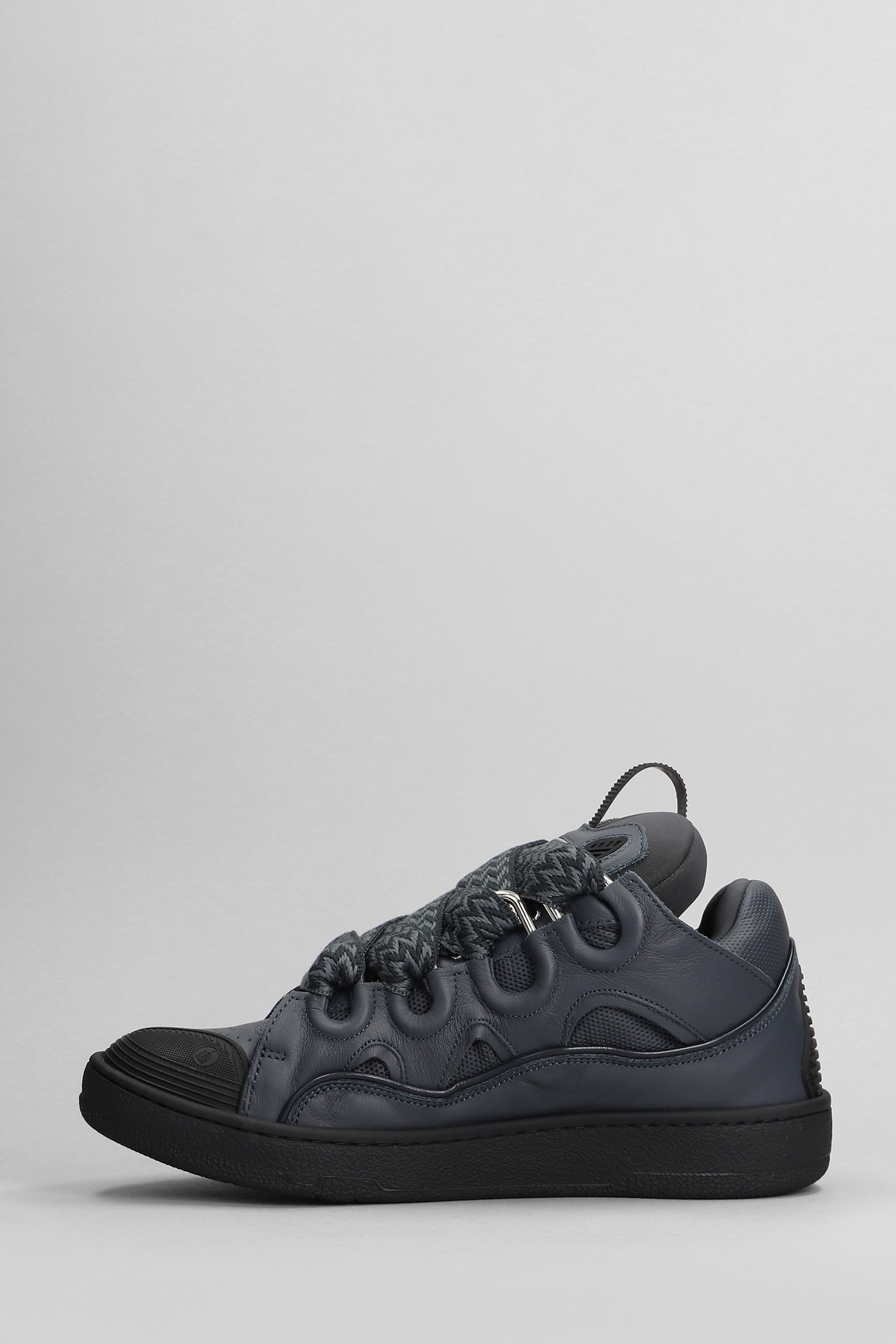 Shop Lanvin Curb Sneakers In Grey Leather