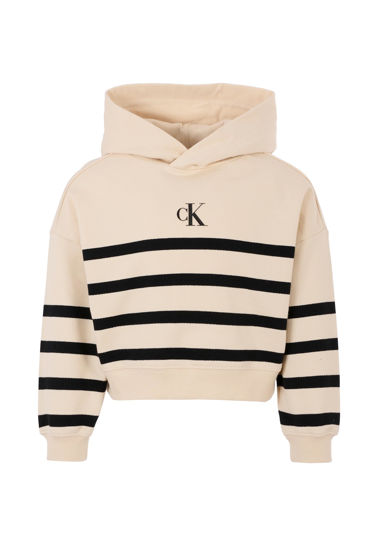 Calvin Klein Striped Logo Hoodie In Multi