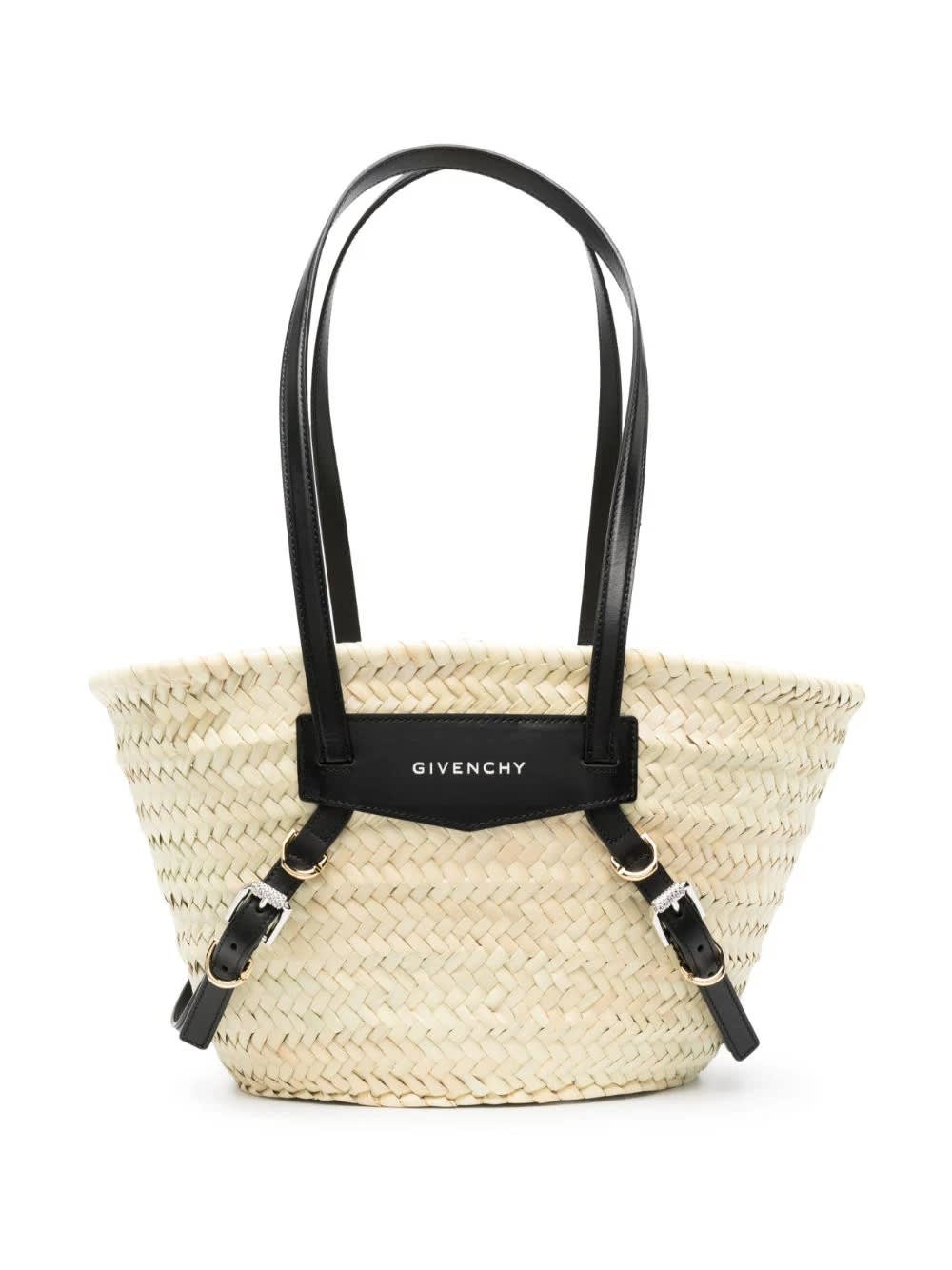 Shop Givenchy Black Raffia Small Voyou Basket Bag