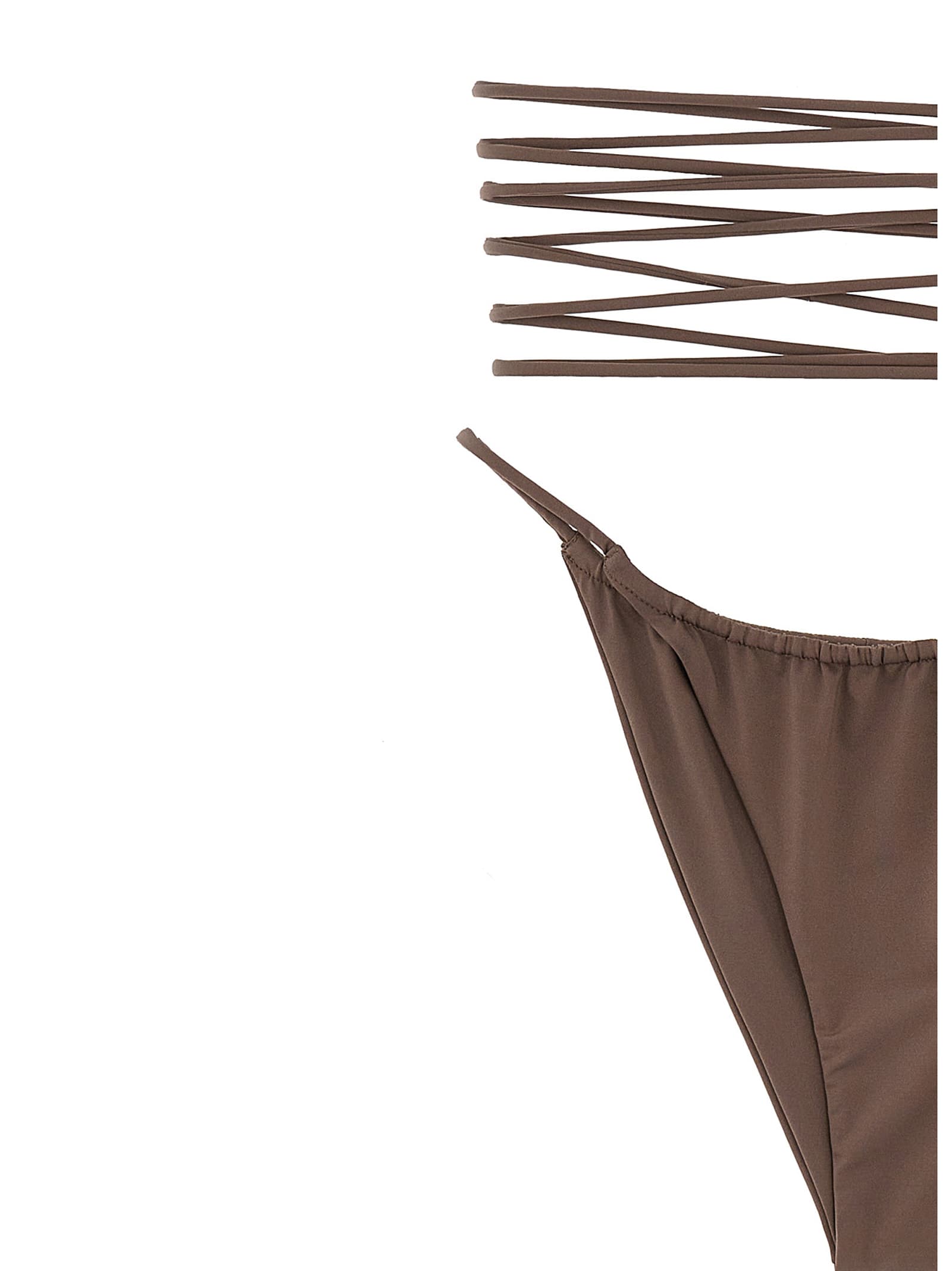 Saint Laurent Lacing Bikini Briefs In Beige