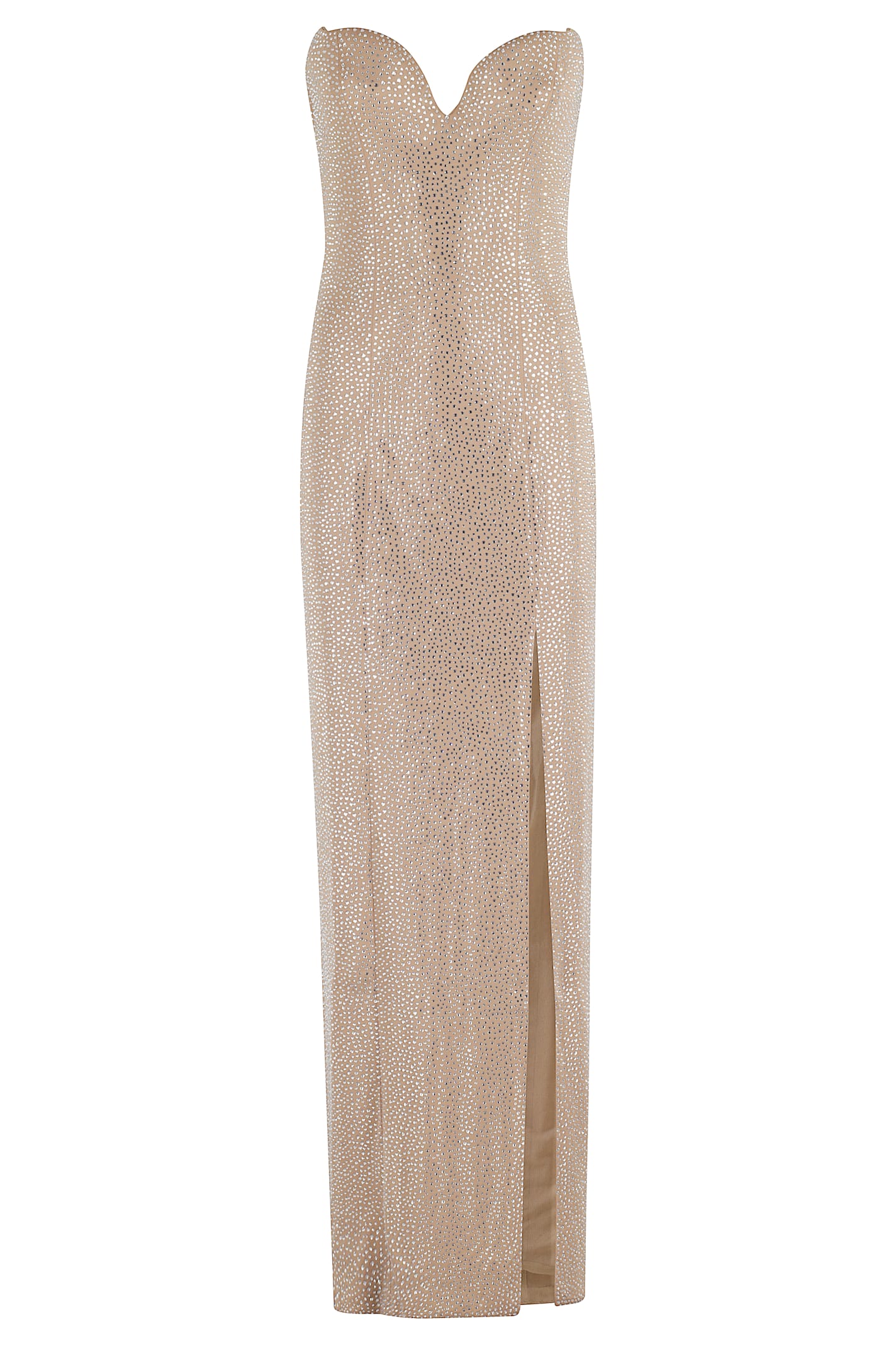 Giuseppe Di Morabito Strapless Sweetheart Long Dress With All-over Rhinestones In Neutral