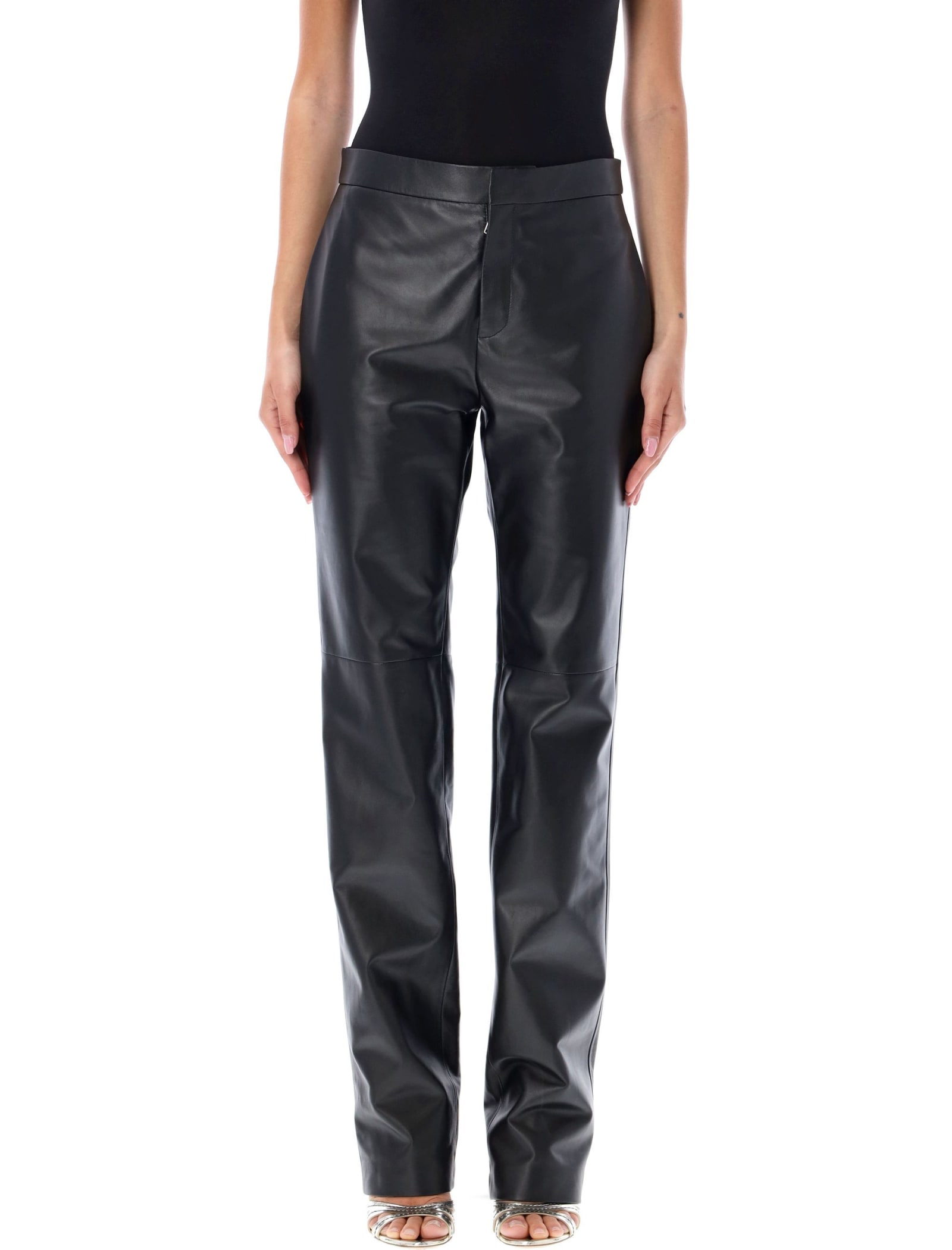 Shop Ralph Lauren Leather Pant In Black