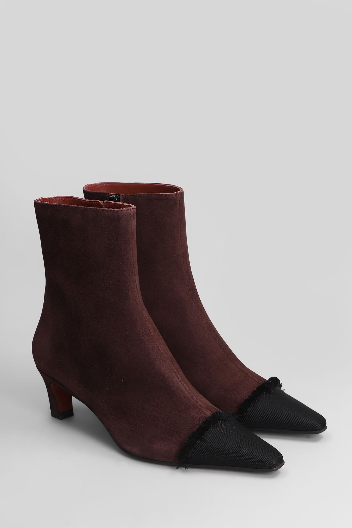 Roberto Festa Evari High Heels Ankle Boots In Viola Suede In Purple