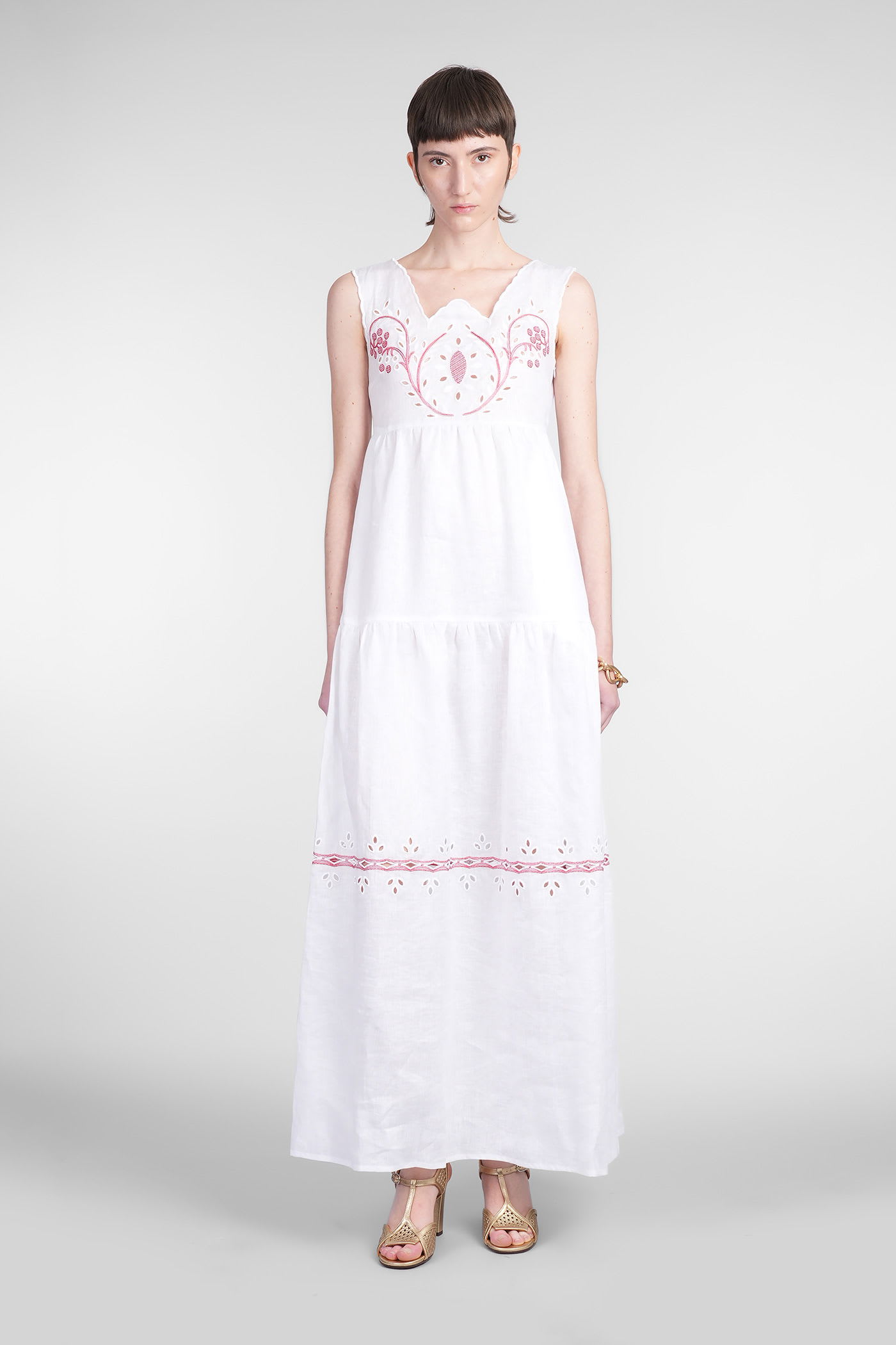 Holy Caftan Embroidery-detail Maxi Dress In White