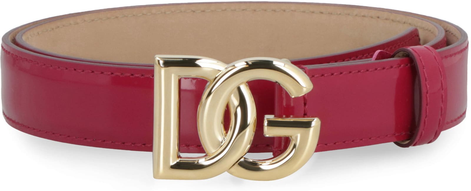 Shop Dolce & Gabbana Dg Buckle Patent Leather Belt In Pink