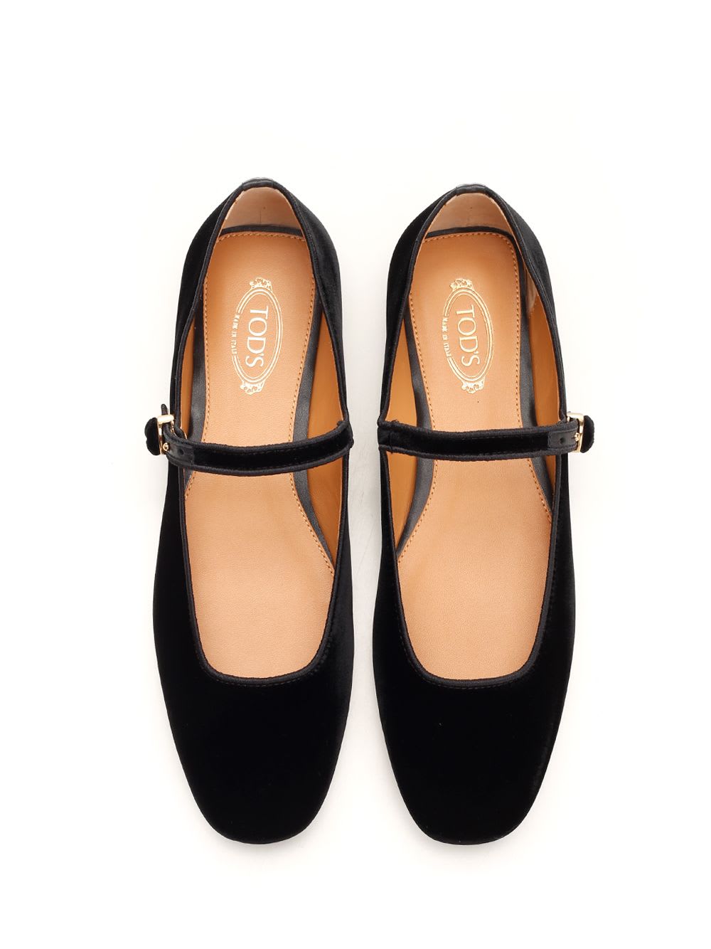 Shop Tod's Black Velvet Ballerina