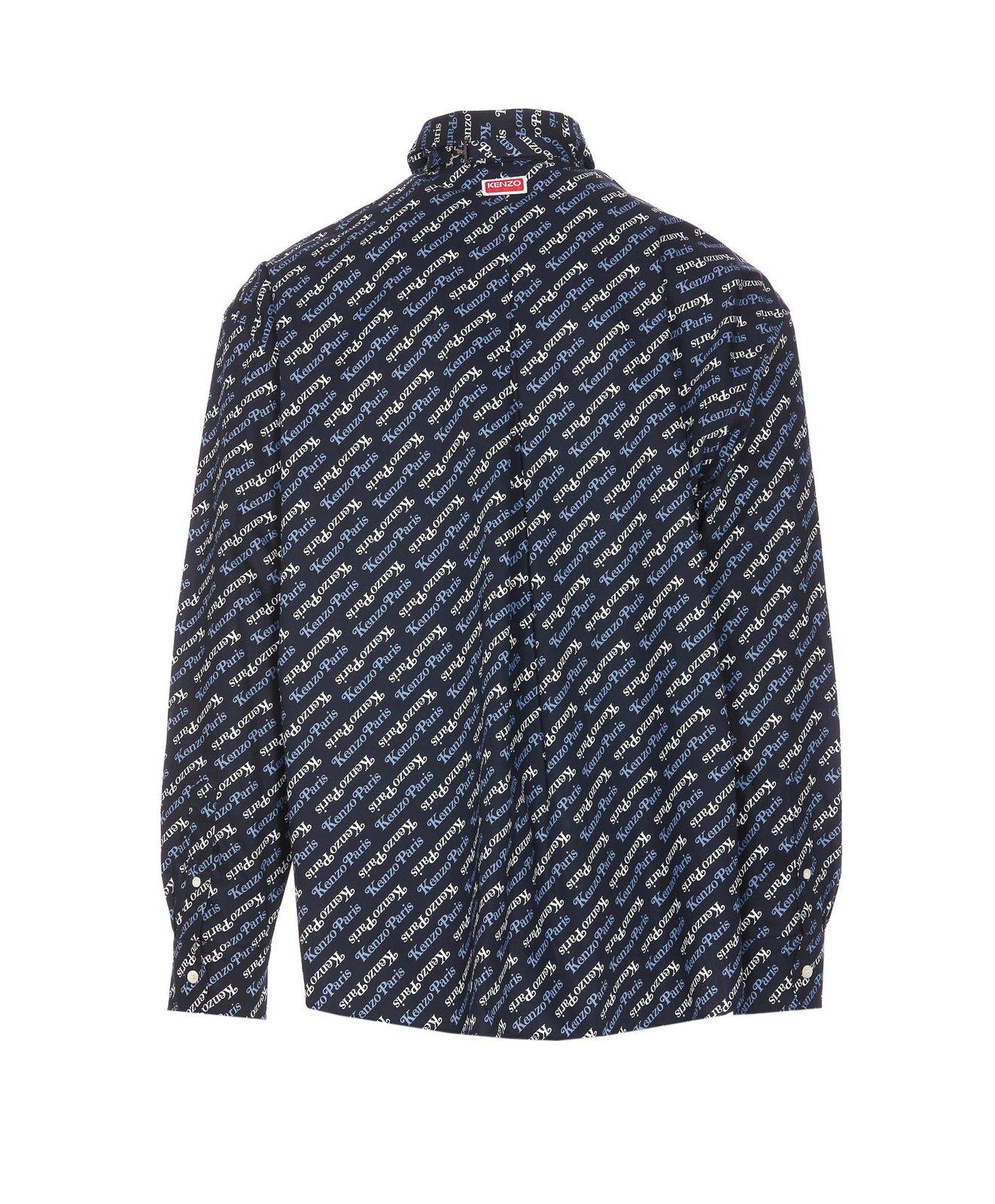 Shop Kenzo By Verdy Allover Logo Printed Shirt In Blue