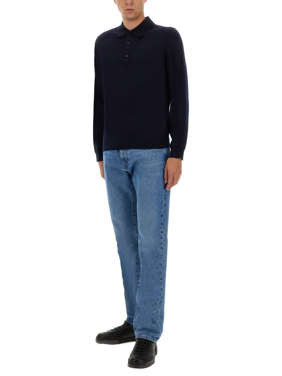 Sunflower Black Polo Shirt With Classic Collar And Ribbed Trims