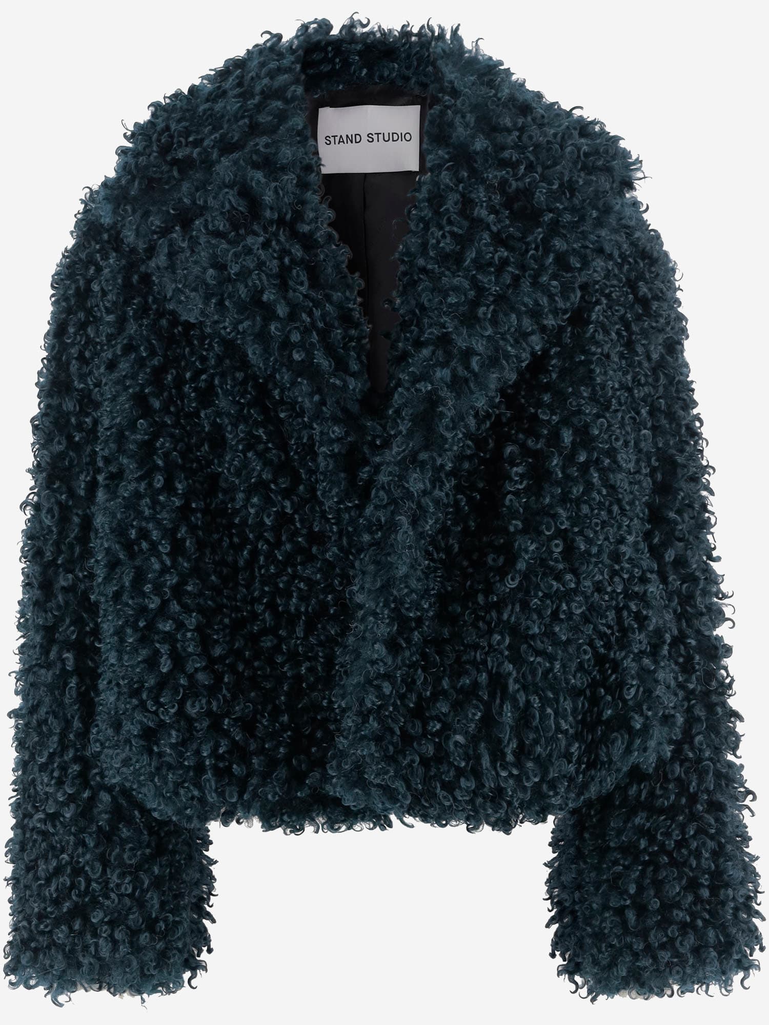 Stand Studio Samara Furry Fake Fur Jacket In Blue