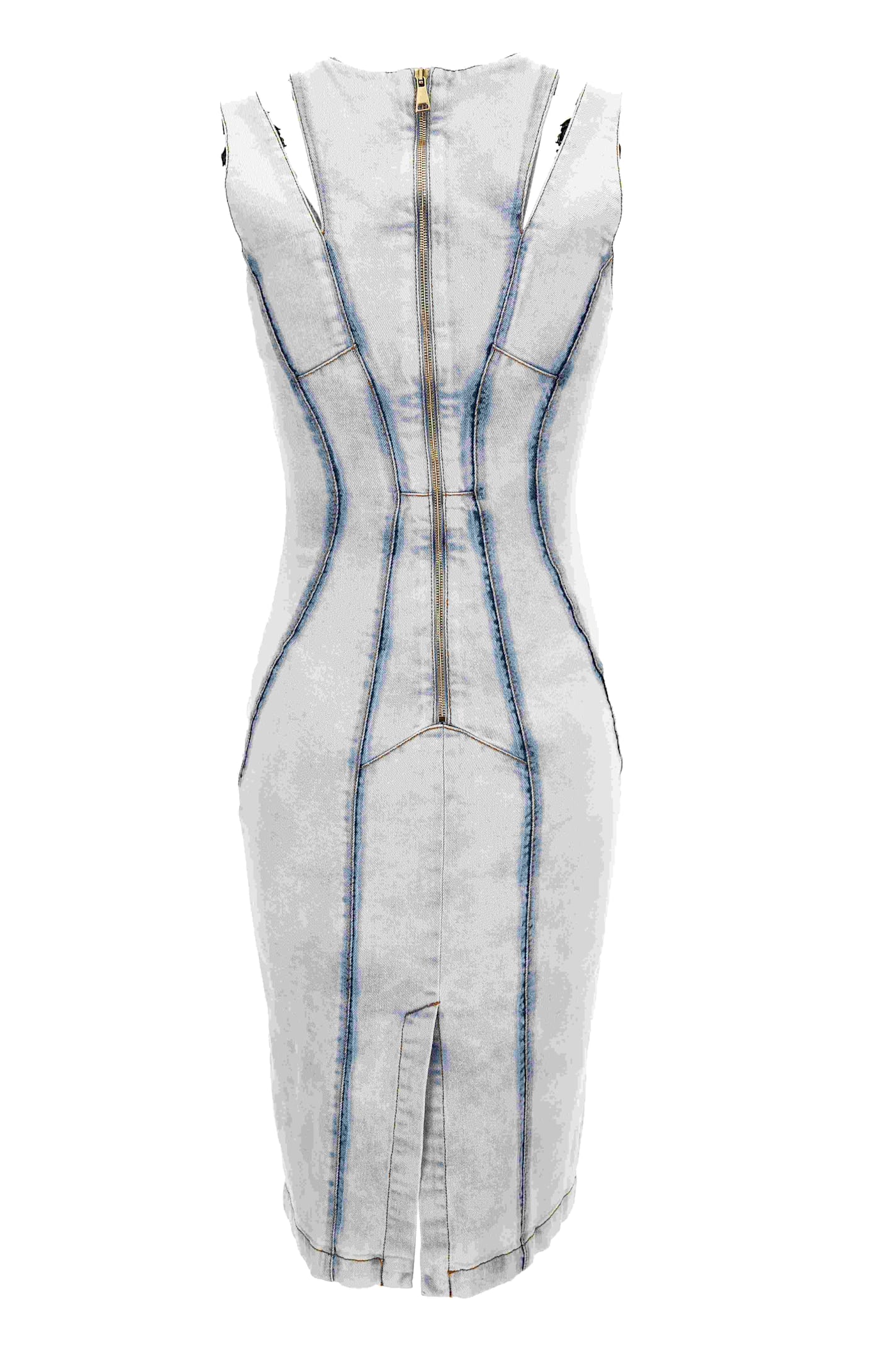 Versace Jeans Couture Blue Buckled Minidress In Blue