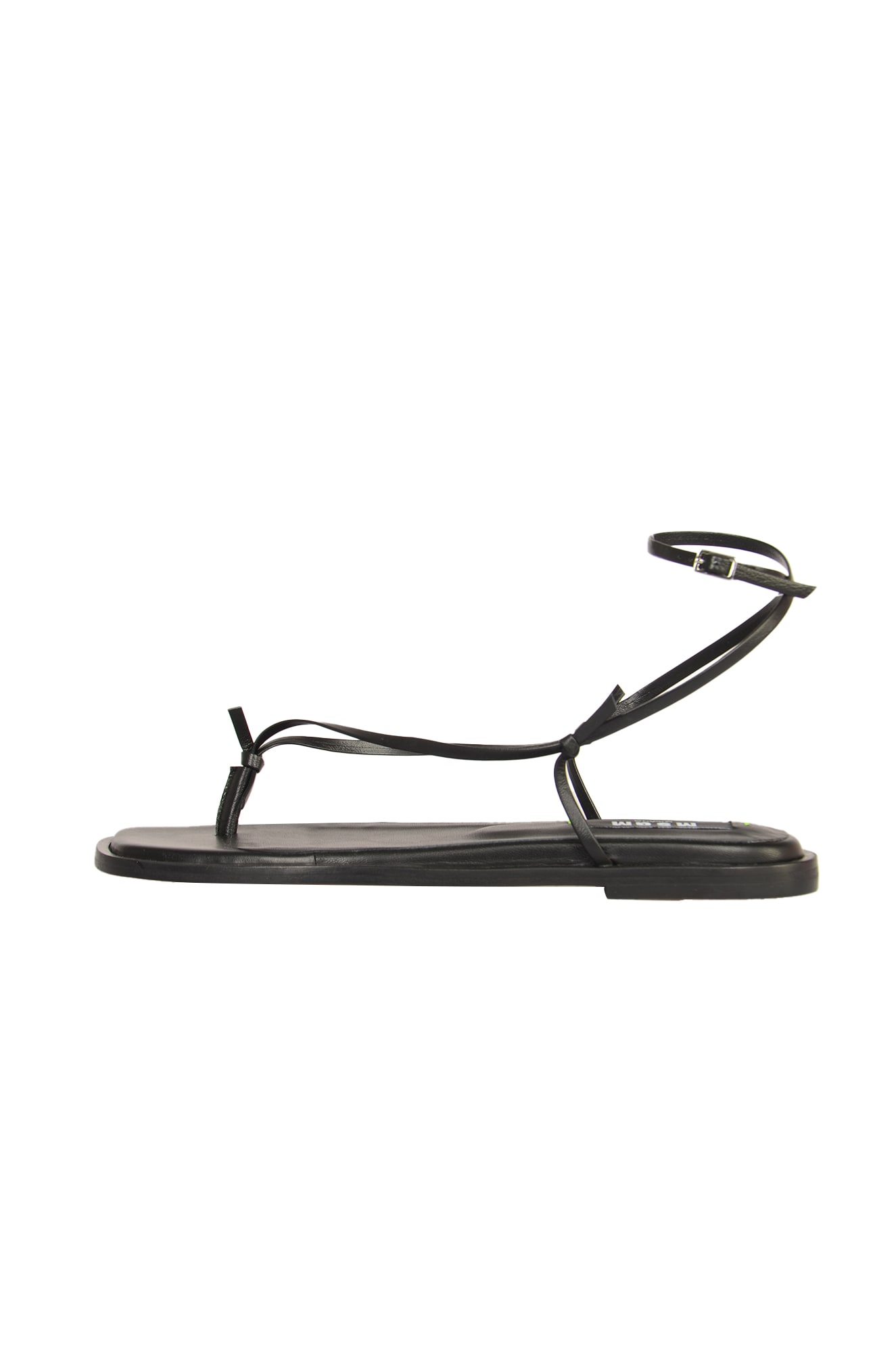 Shop Msgm Ankle Strap Flat Sandals In Black