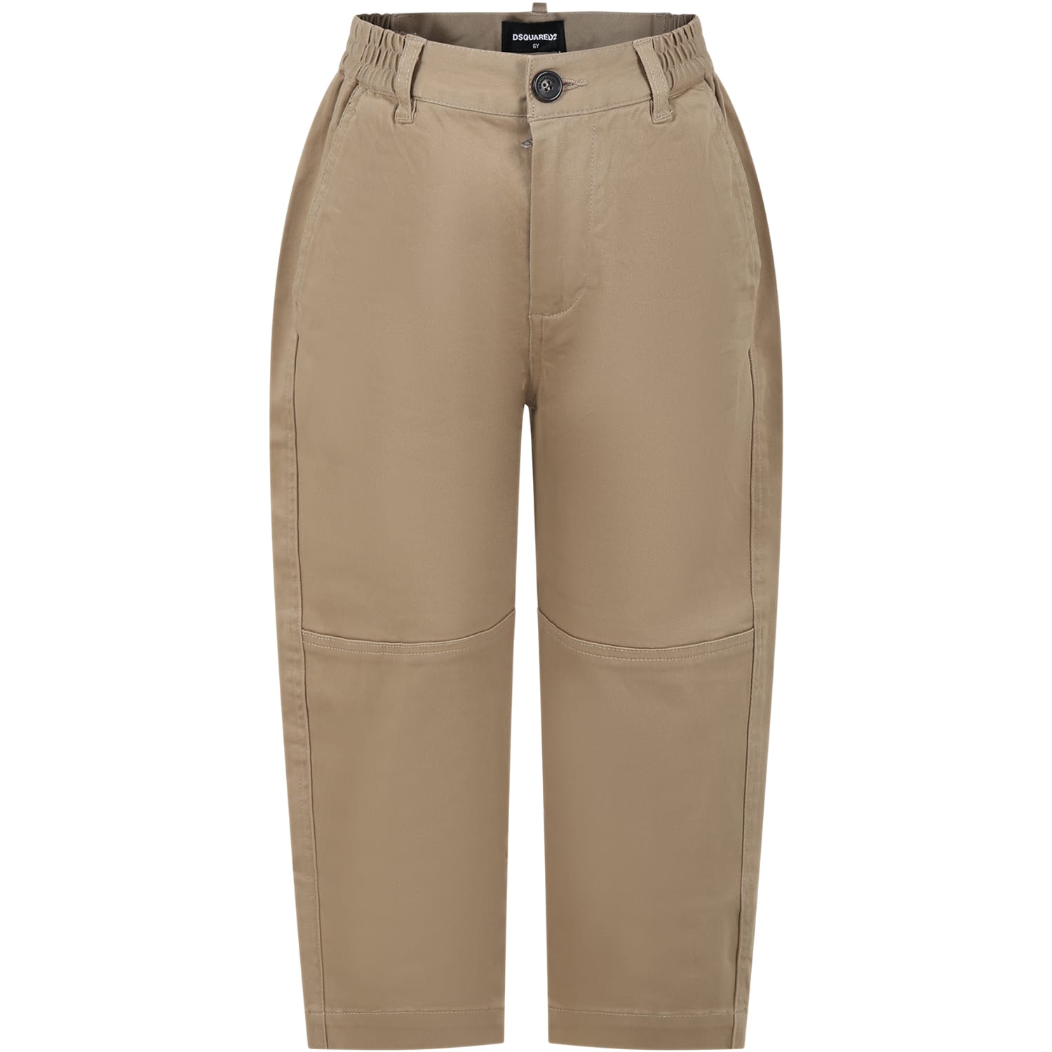 DSQUARED2 BEIGE TROUSERS FOR BOY WITH LOGO