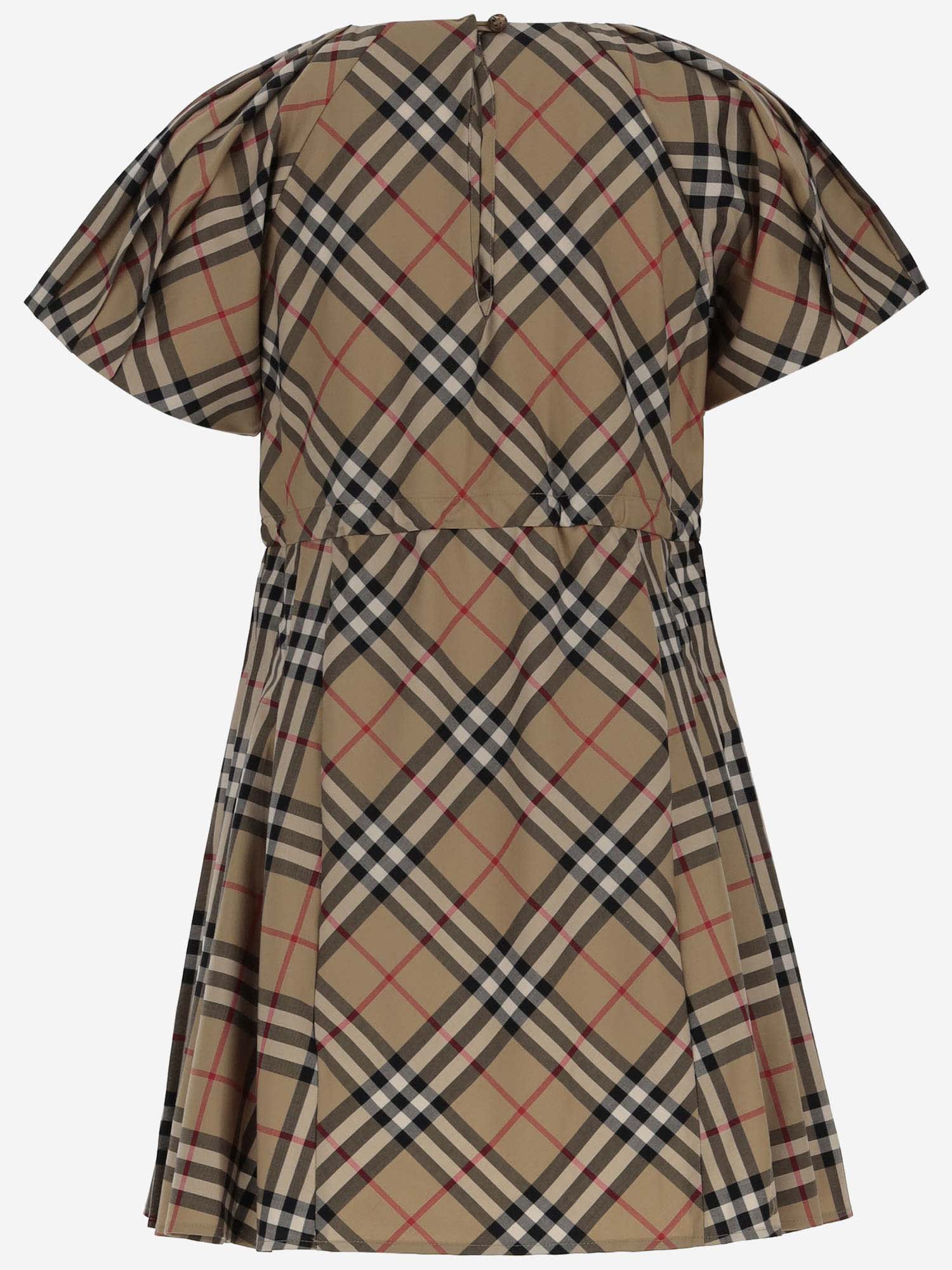 Shop Burberry Check Pattern Dress In Beige