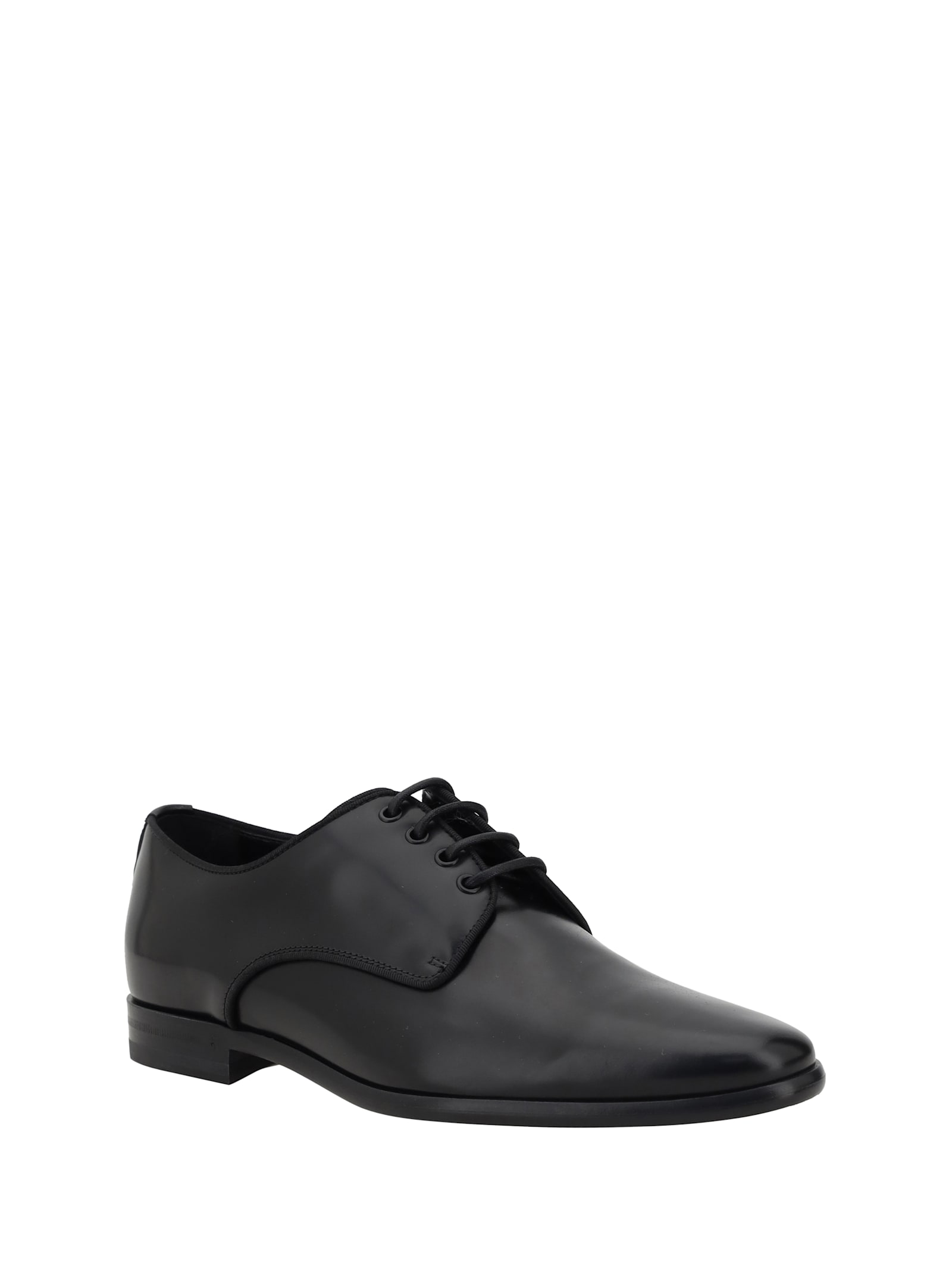 Dolce & Gabbana Black Leather Raffaello Lace-up Shoes In Black