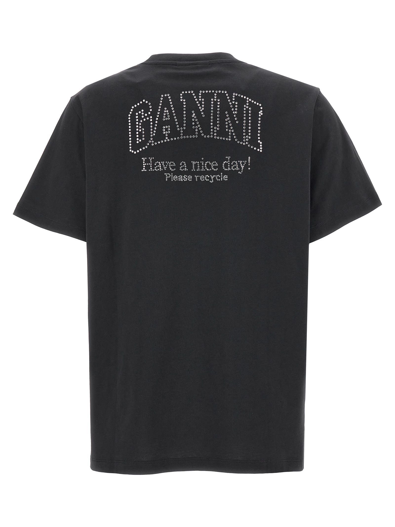 Shop Ganni Rhinestone Logo T-shirt In Blue