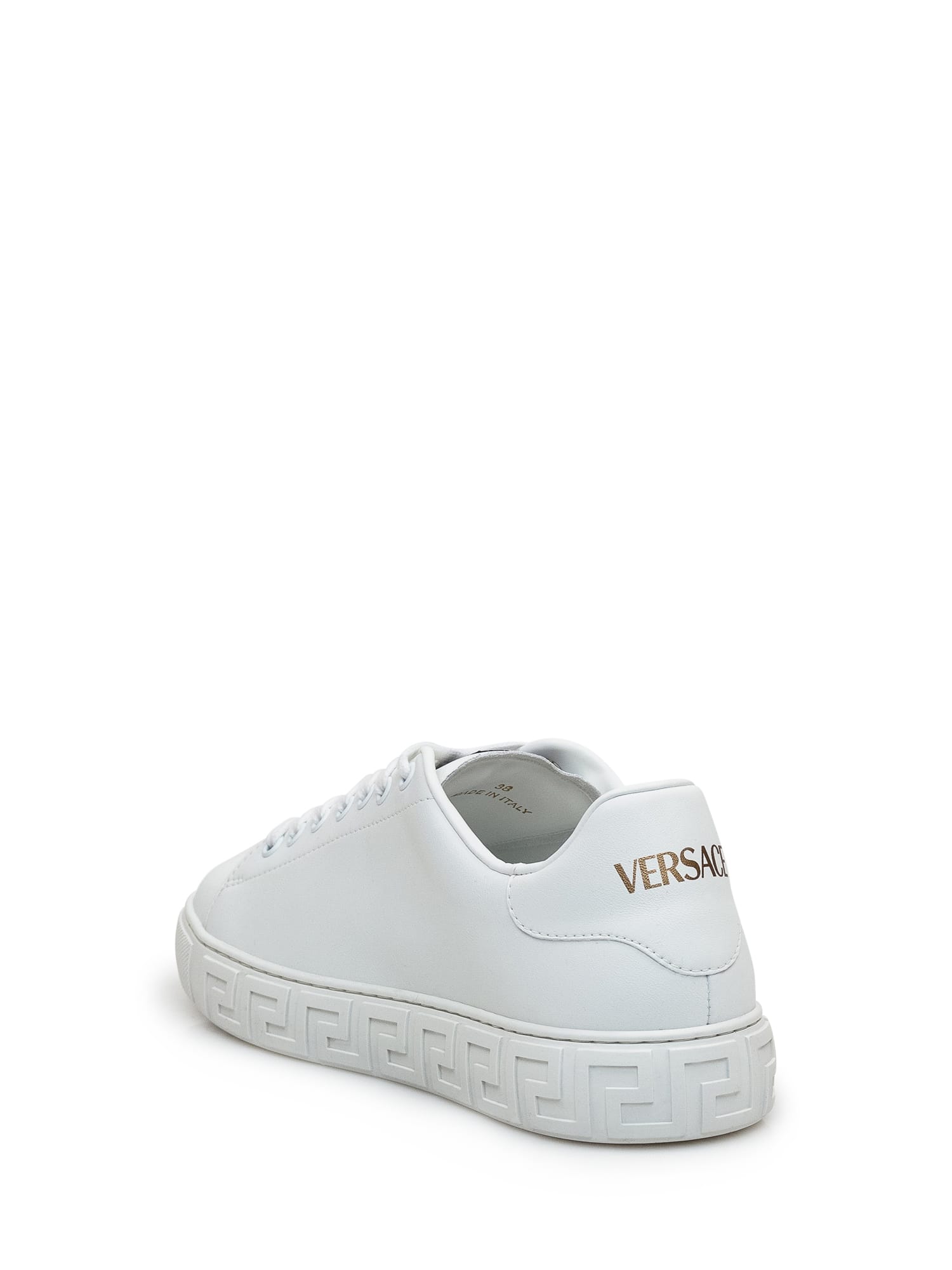 Shop Versace Greca Sneaker In Bianco