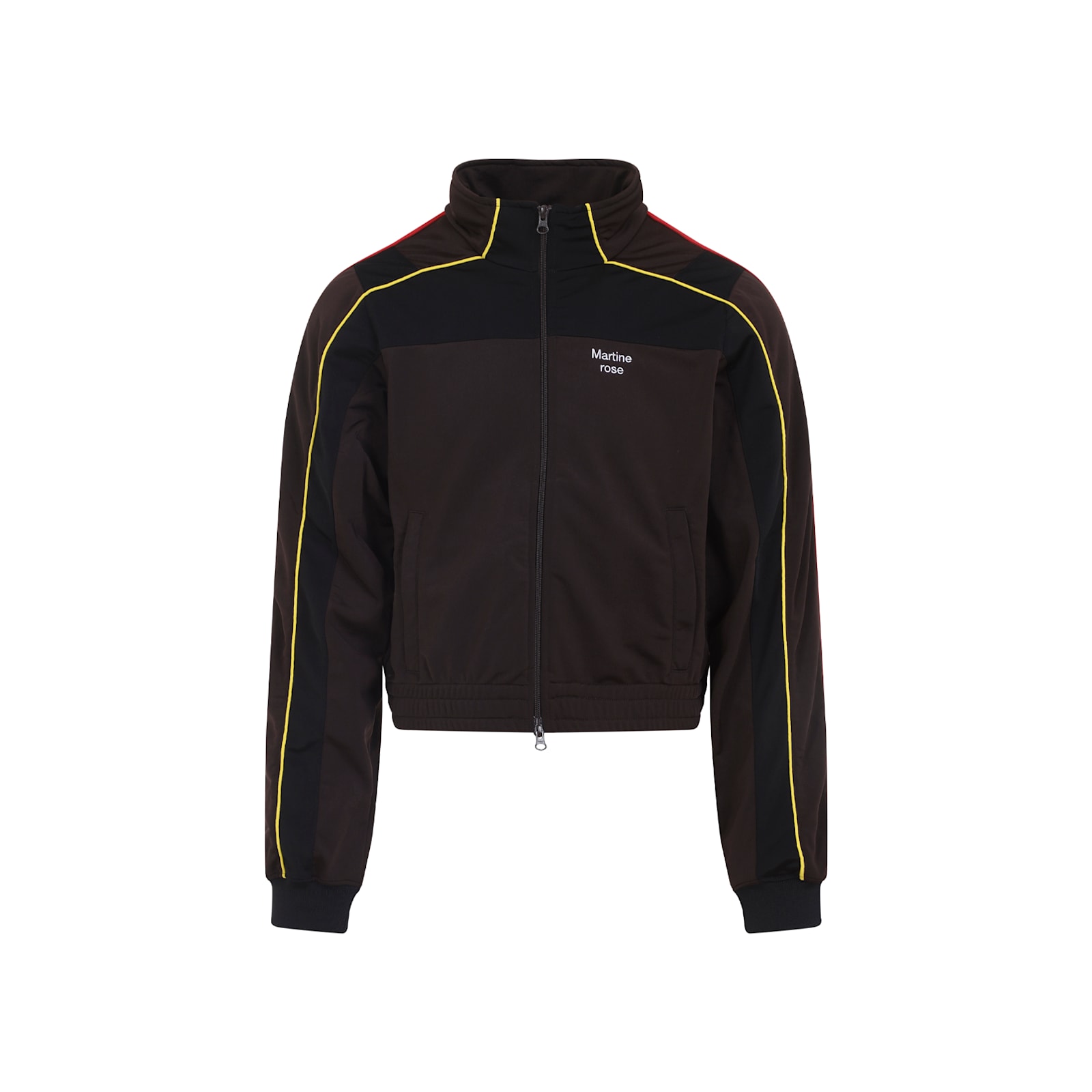 Martine Rose High Collar Track Jacket With Side Pockets In Brown