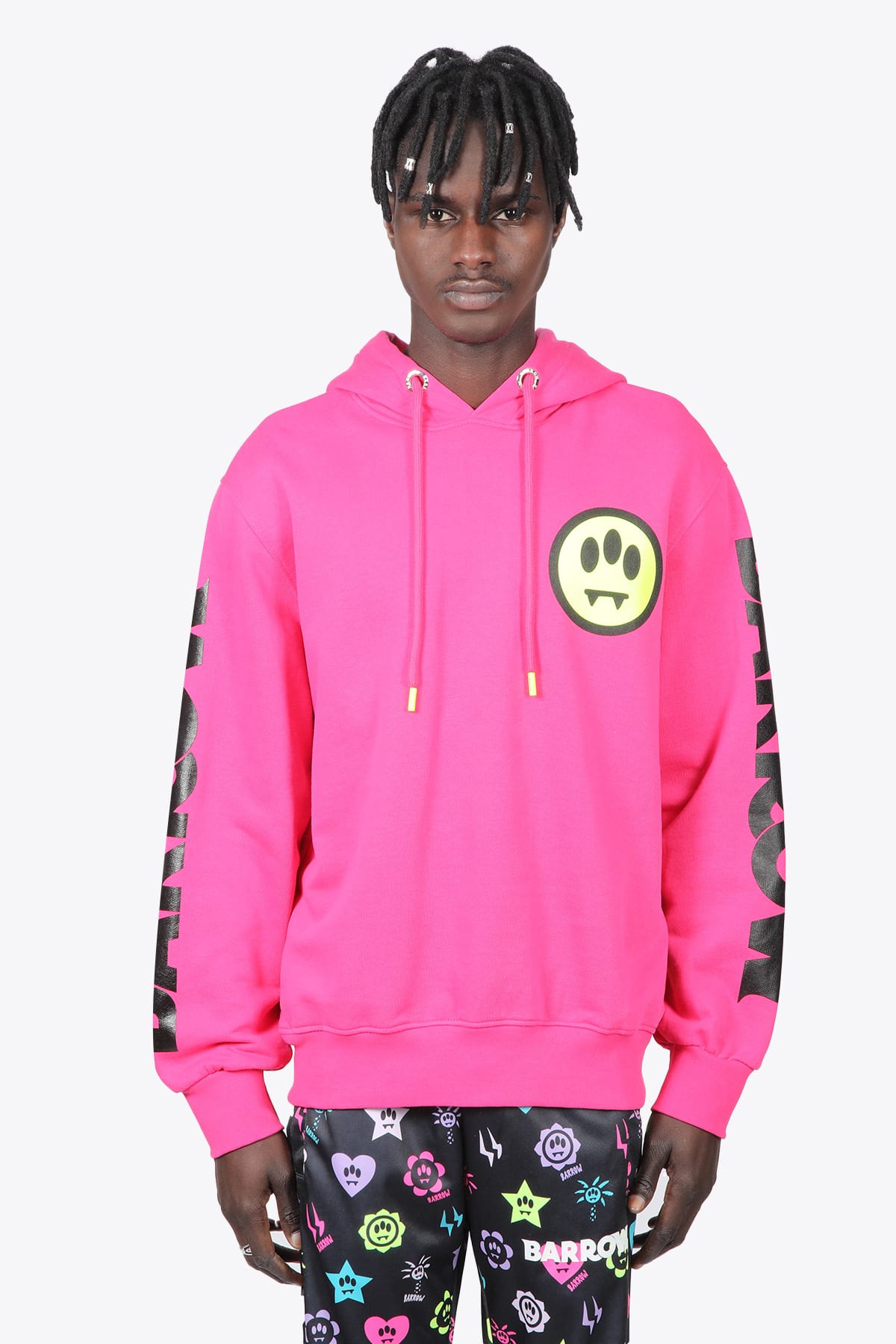 Barrow Hoodie Unisex Bright pink cotton hoodie with smile print
