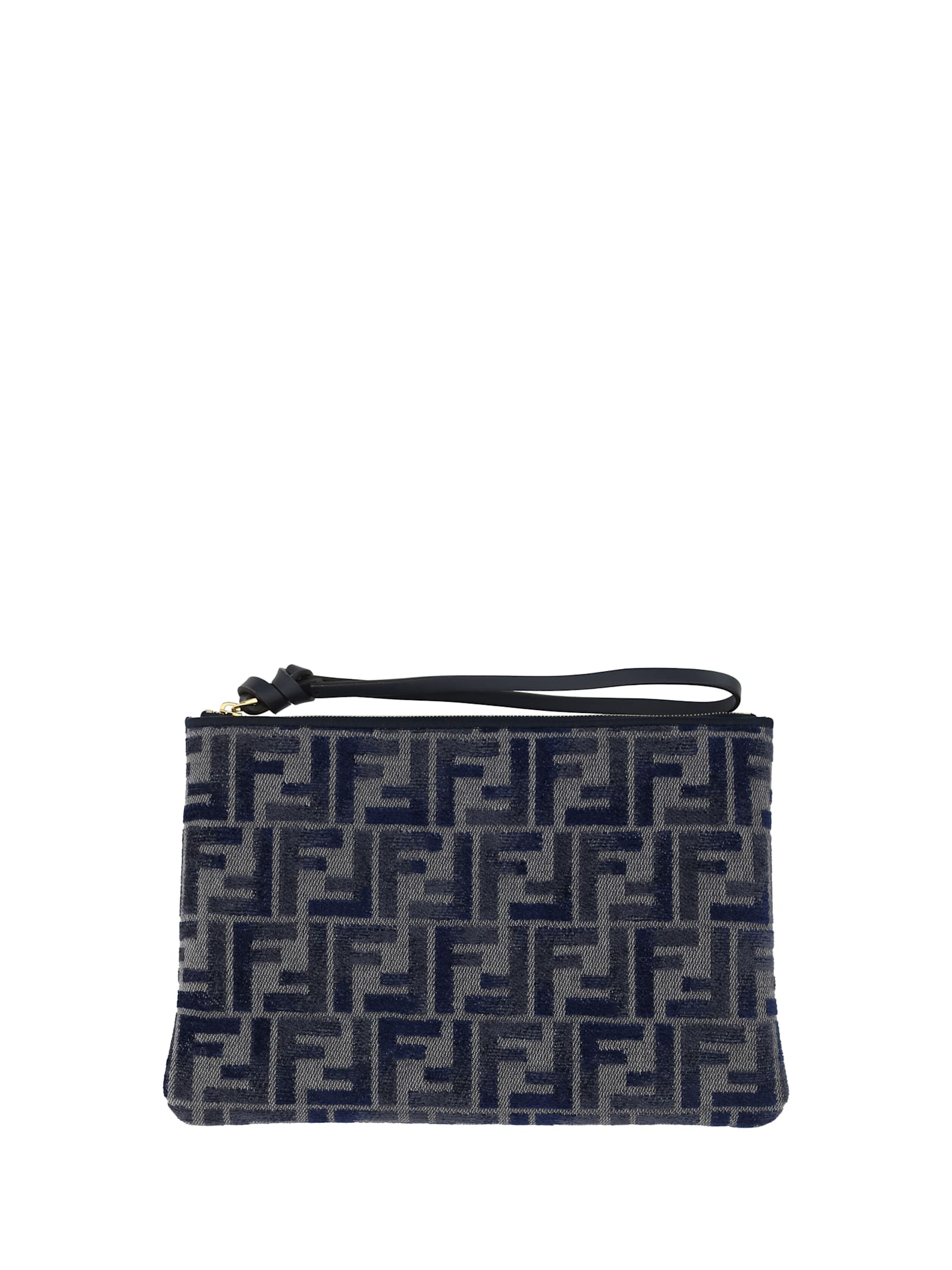 Shop Fendi Peekaboo Clutch Bag In Bl+grigio+bl Nott+os