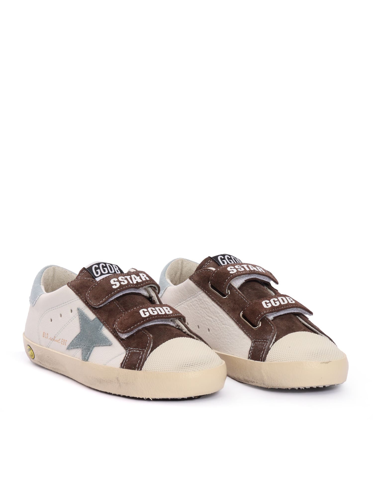 Golden Goose Old School Nappa Upper Suede Toe Tongue And Star Canvas Heel Rubber Cup Toe Sneakers In Neutral
