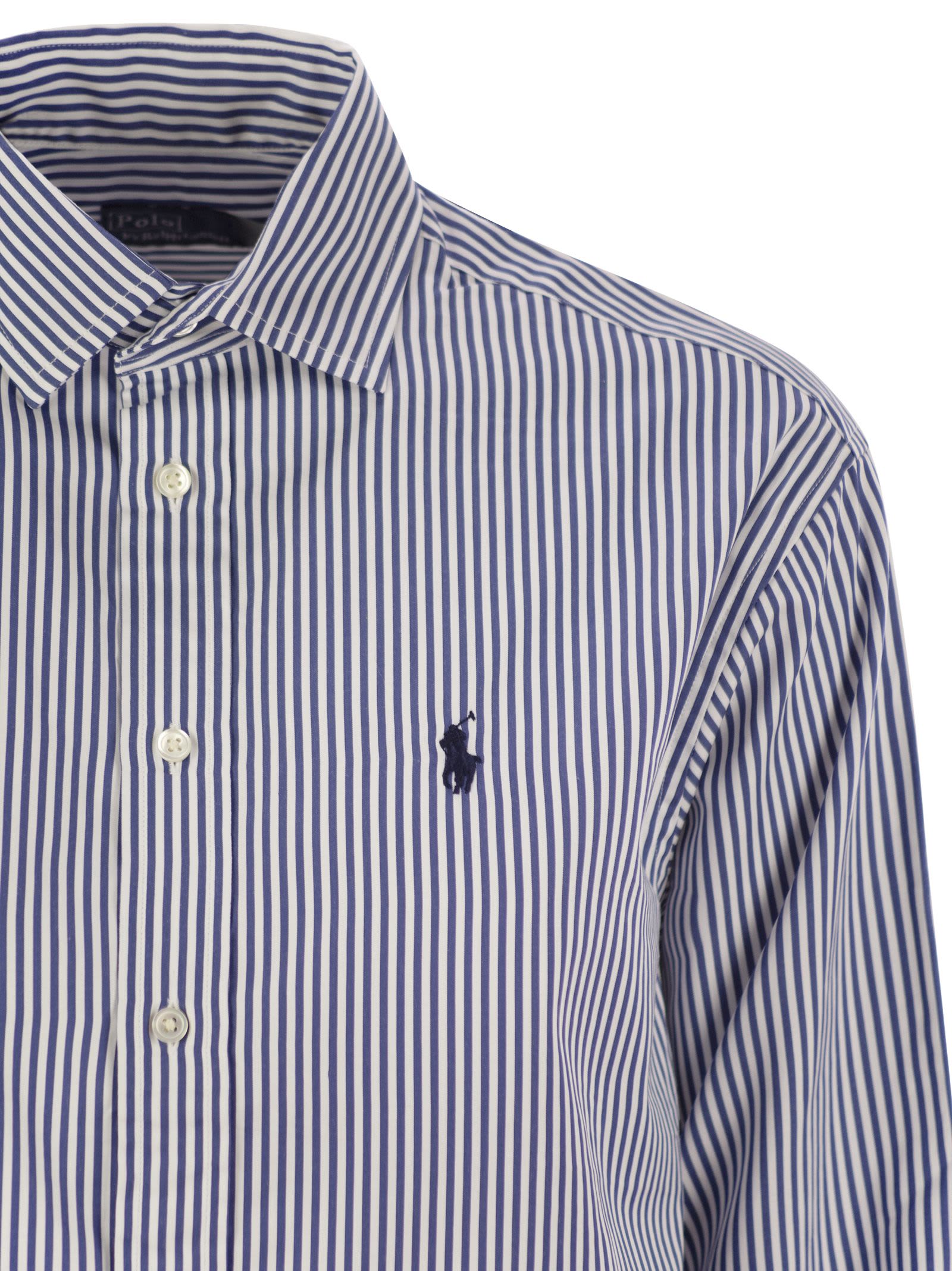 Shop Polo Ralph Lauren Relaxed-fit Striped Cotton Shirt In Navy/white