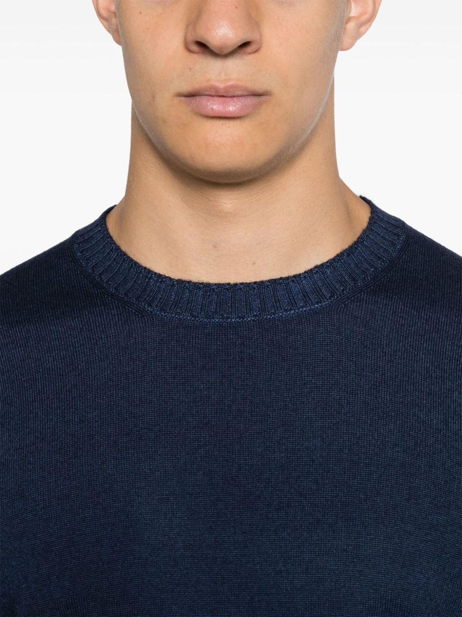 Shop Fay Navy Blue Virgin Wool Sweater