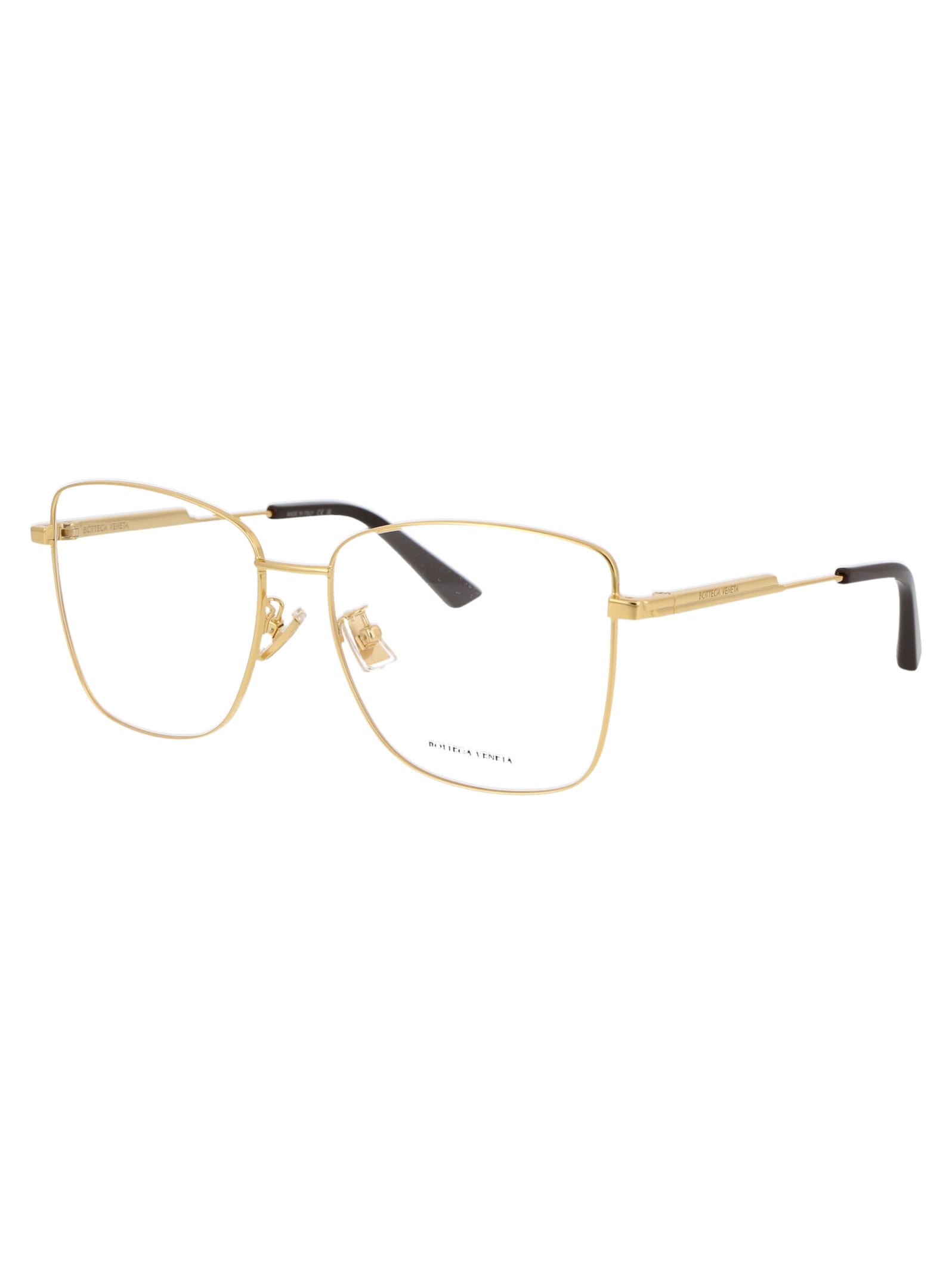 Bottega Veneta Gold Gold Transparent Metal Glasses In Gold