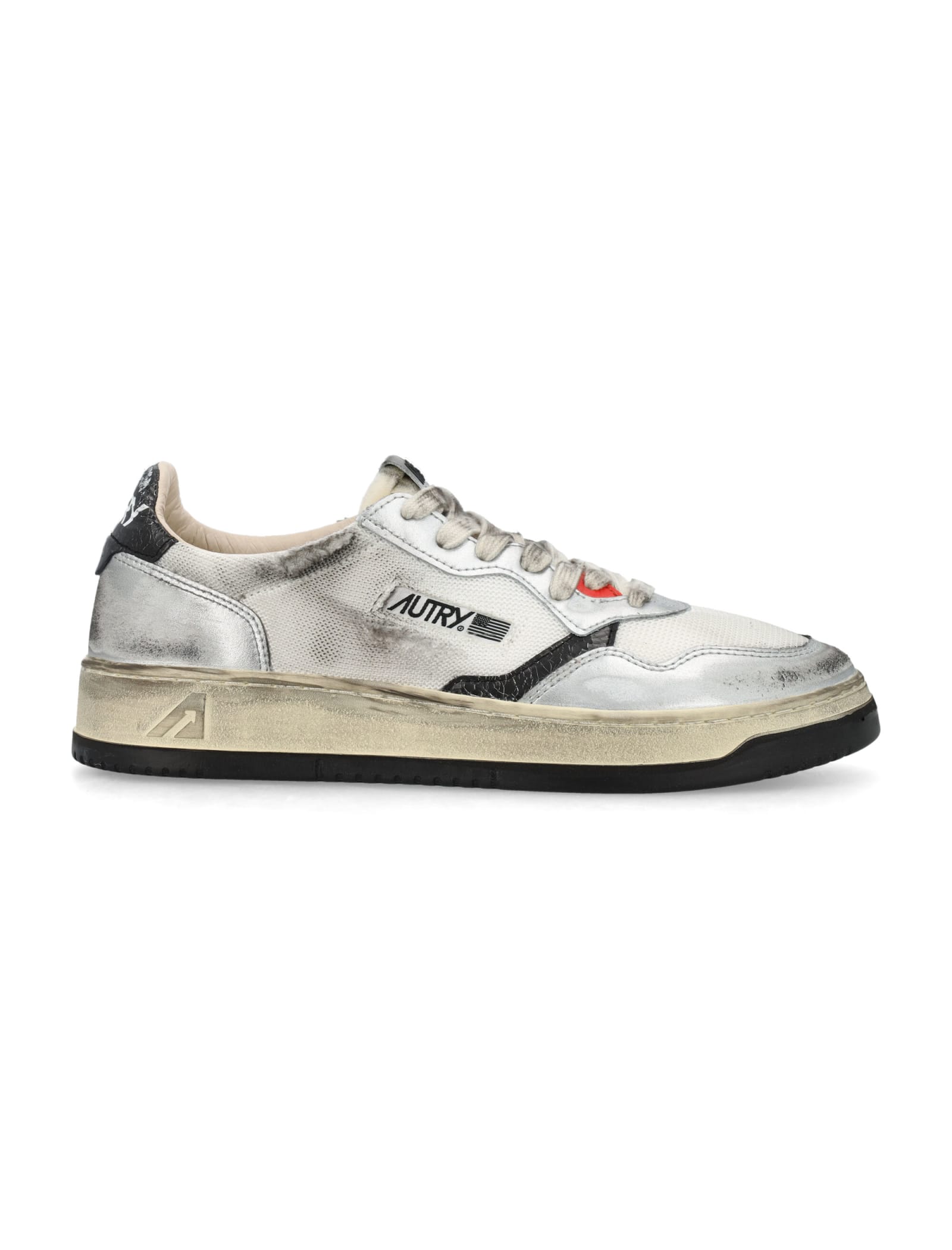 Autry Medalist Super Vintage Low Sneakers In Bianco Argento