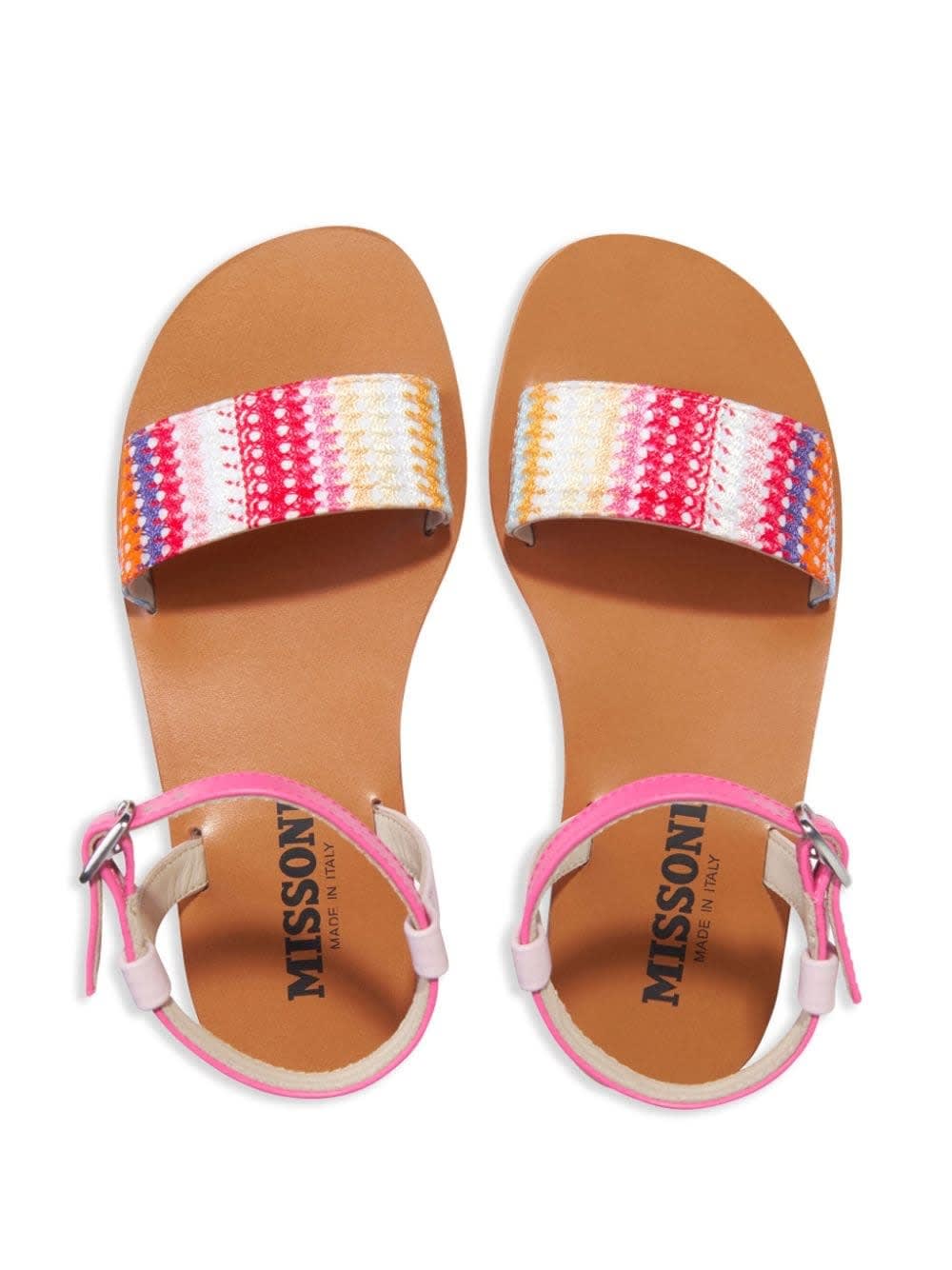 Shop Missoni Multicolour Leather And Fabric Sandals