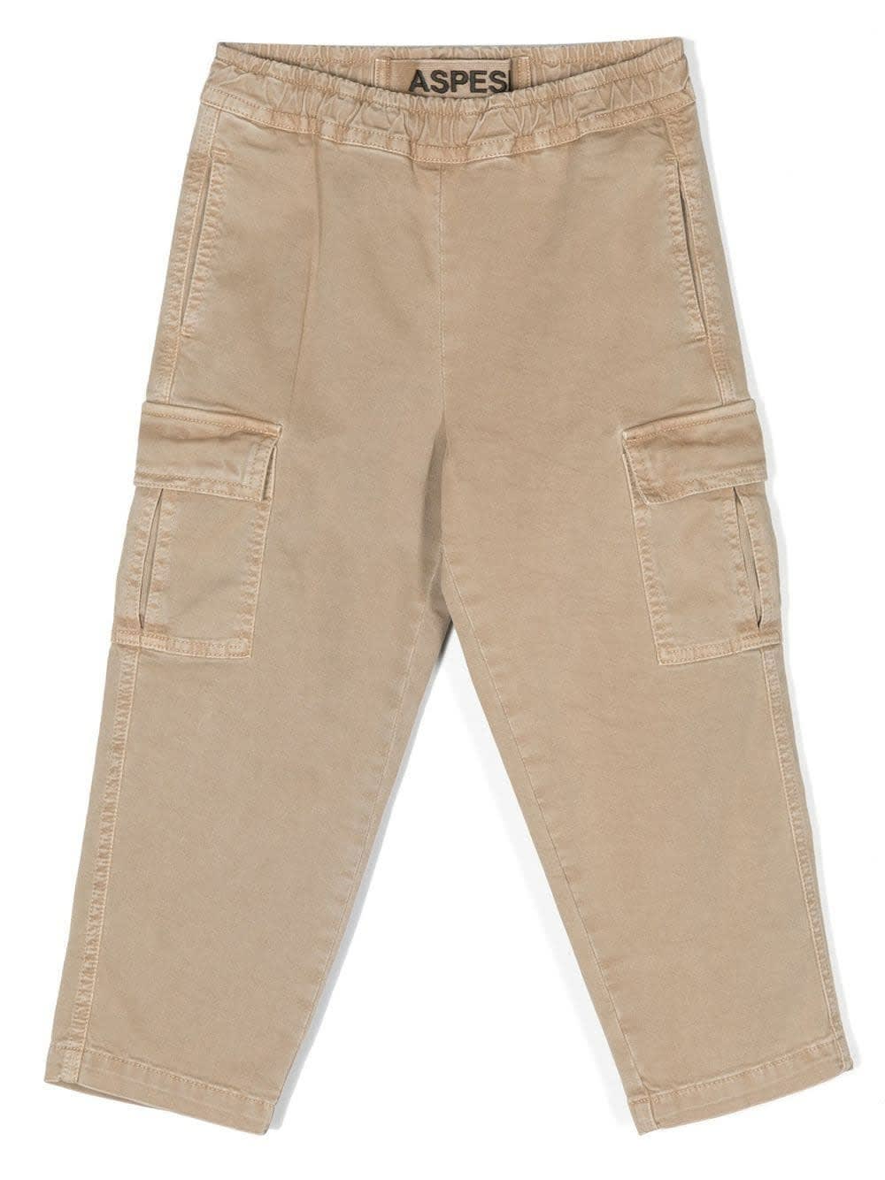 Aspesi Beige Cotton Cargo Kids Trousers