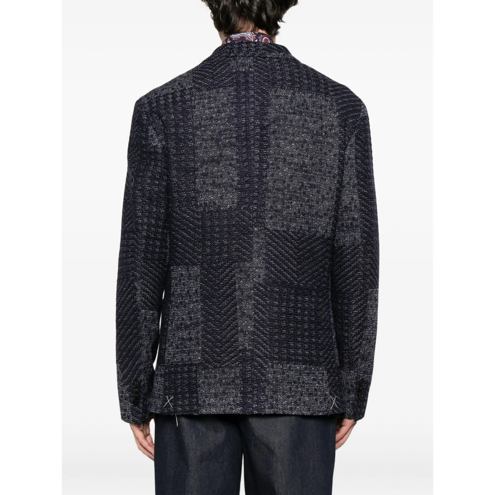Etro Wool-blend Patchwork Blazer In Black