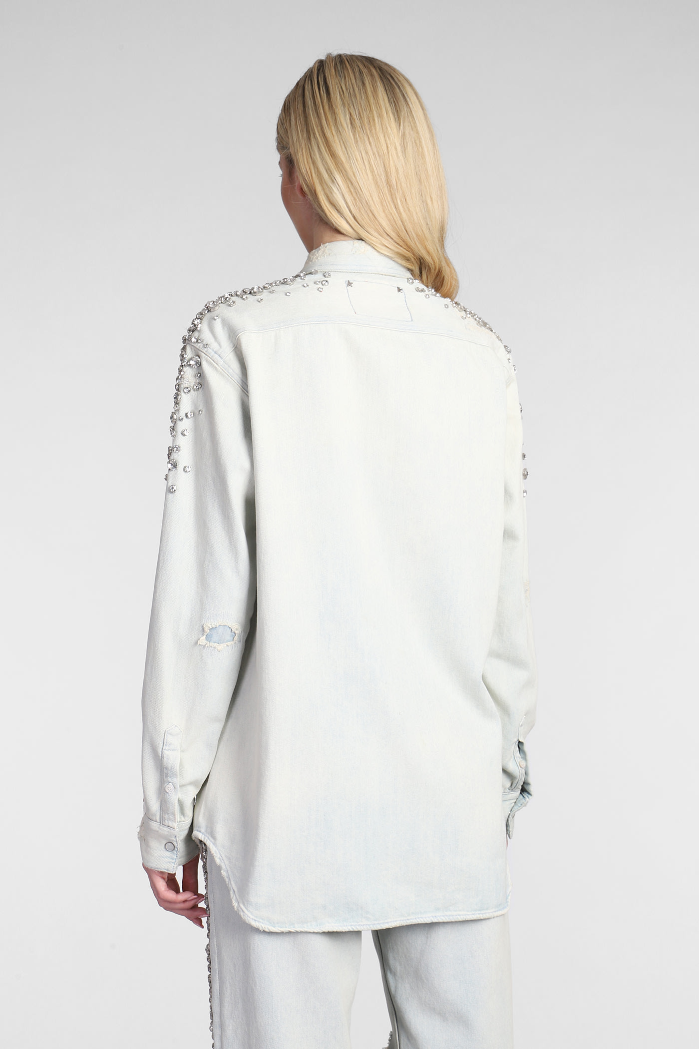 【GOLDEN 】CRYSTALS OVERSHIRT Golden Goose Women Crystals Overshirt In Blue | ModeSens