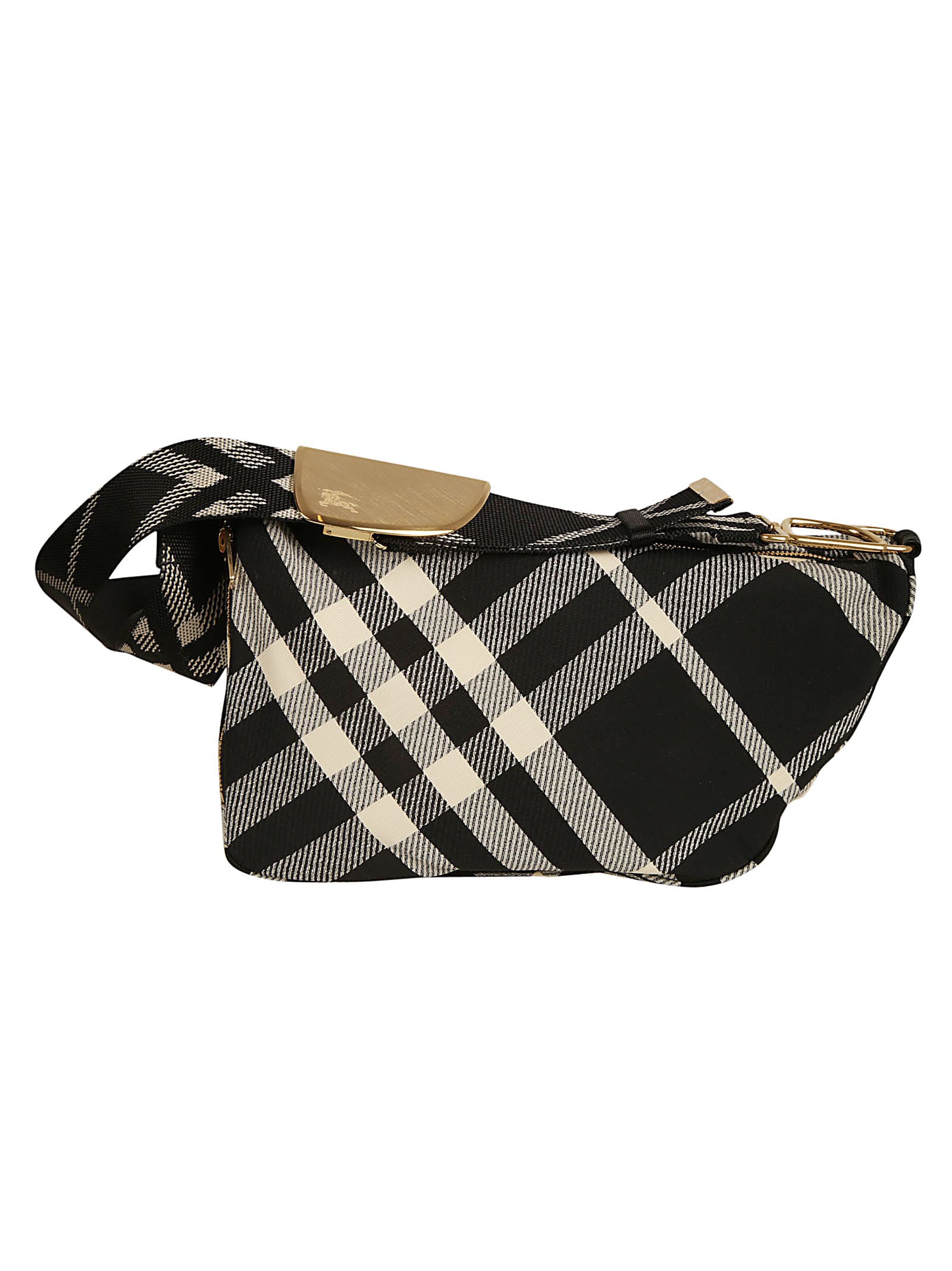 Shop Burberry Shield Messenger Crossbody Bag In Black/calico