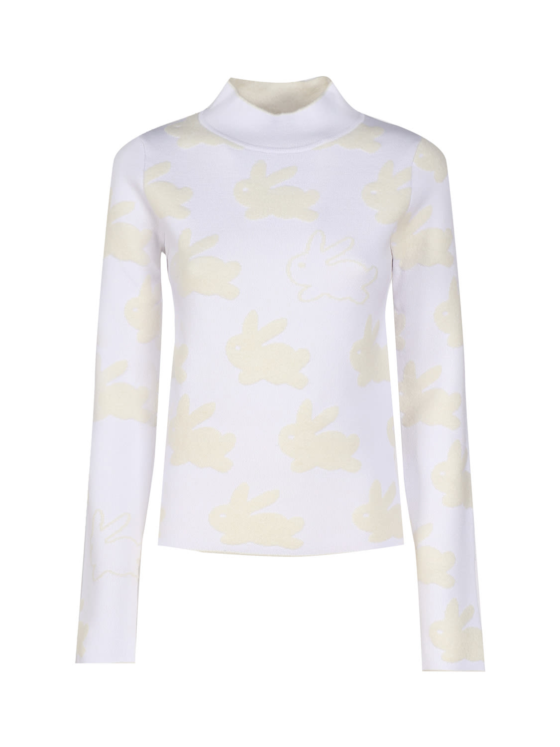 JW ANDERSON TURTLENECK SWEATER WITH ALL-OVER RABBIT MOTIF