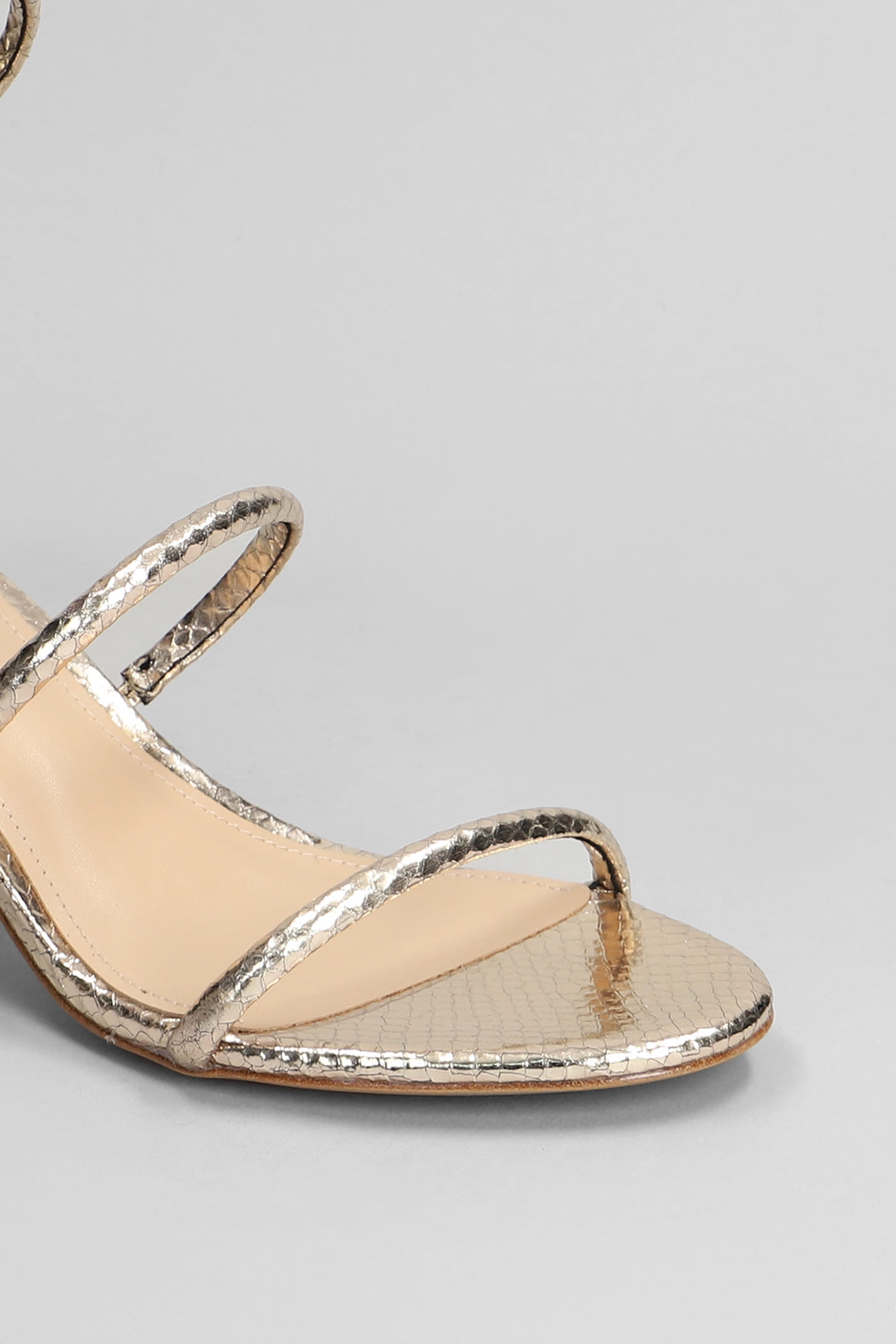 Shop Lola Cruz Greta 65 Sandals In Platinum Leather