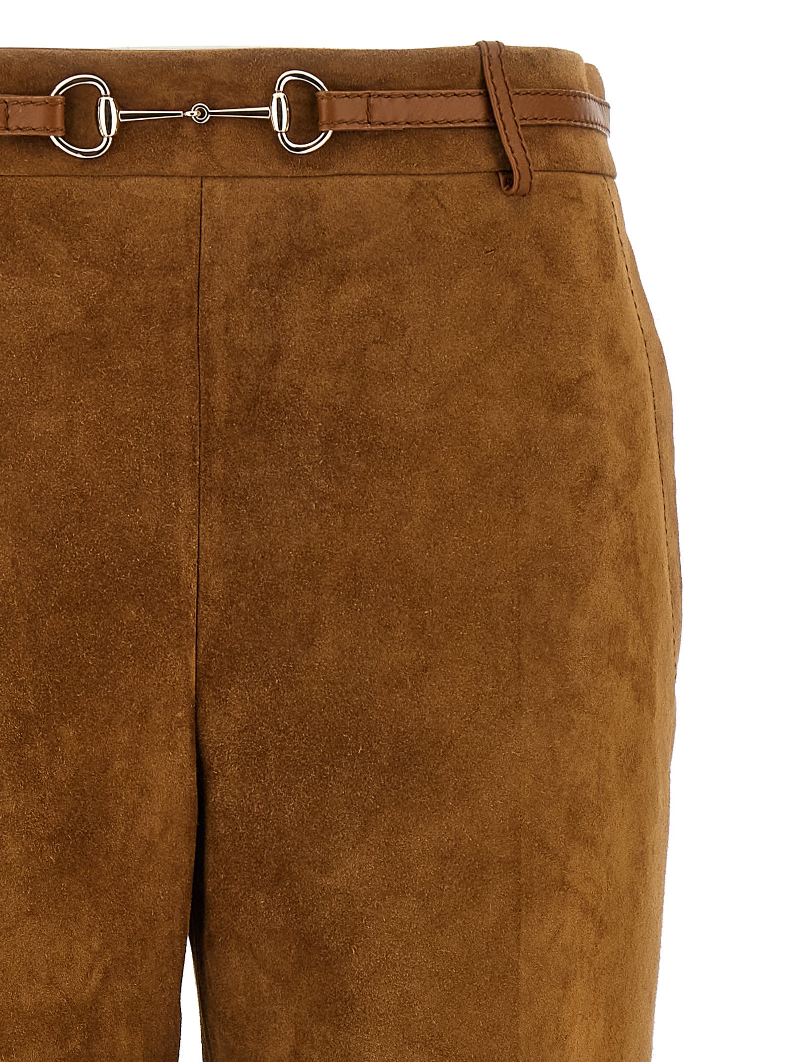 Gucci Horse Collar Button-down Trousers In Brown