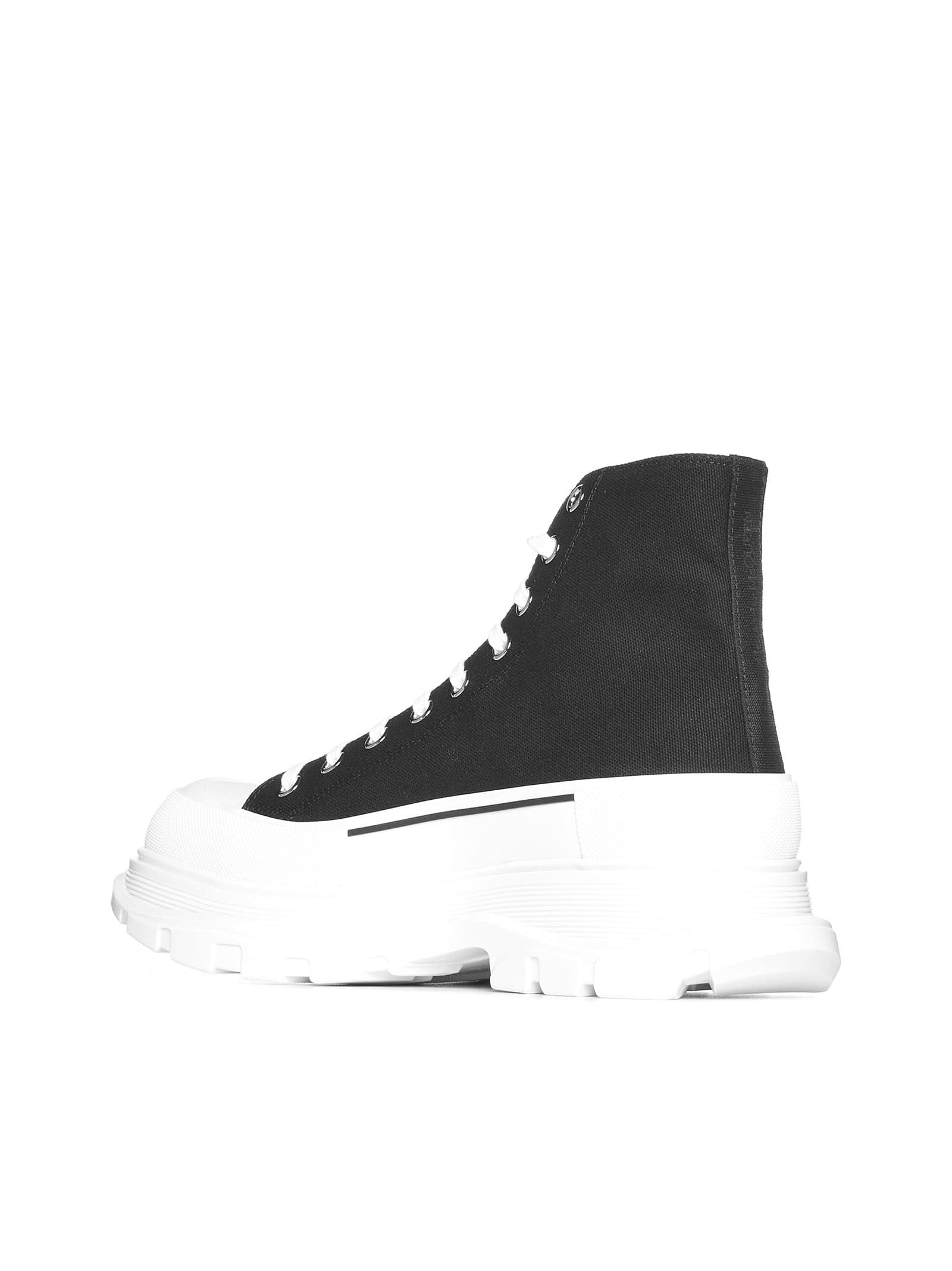 Alexander Mcqueen Alexander Mc Queen Black Canvas Tread Slick Boots In Black/white