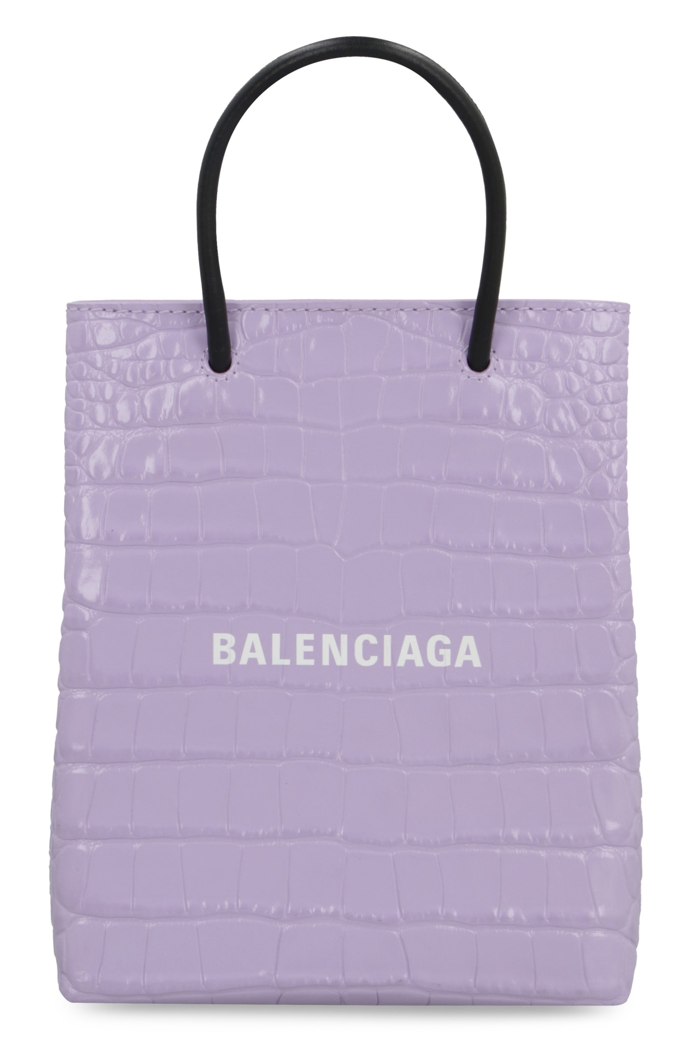 BALENCIAGA CROCO-PRINT LEATHER BAG