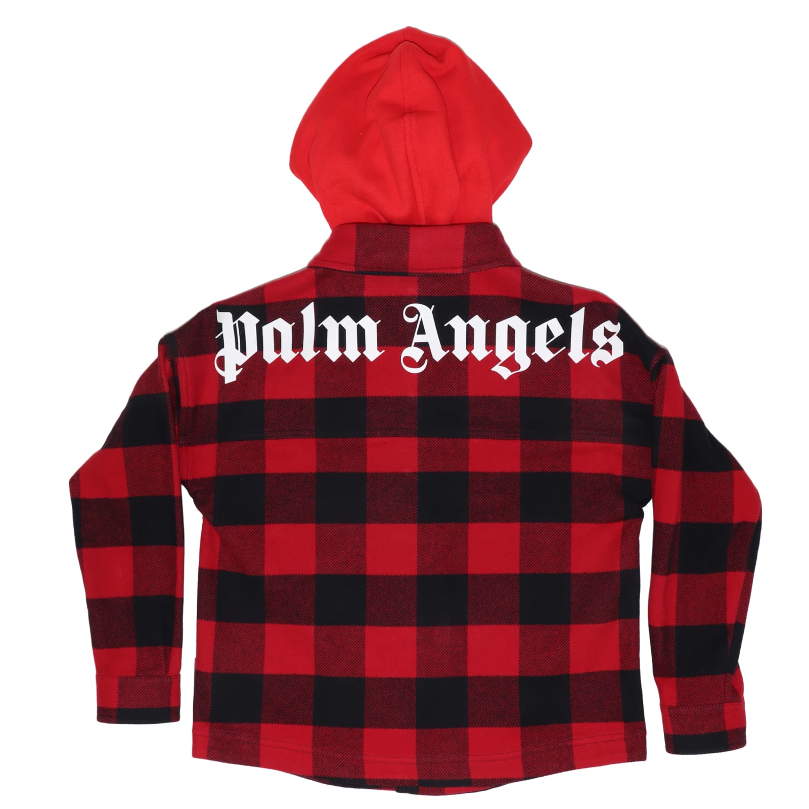 Shop Palm Angels Hoodie Logo Over Sh Top-wear In Red
