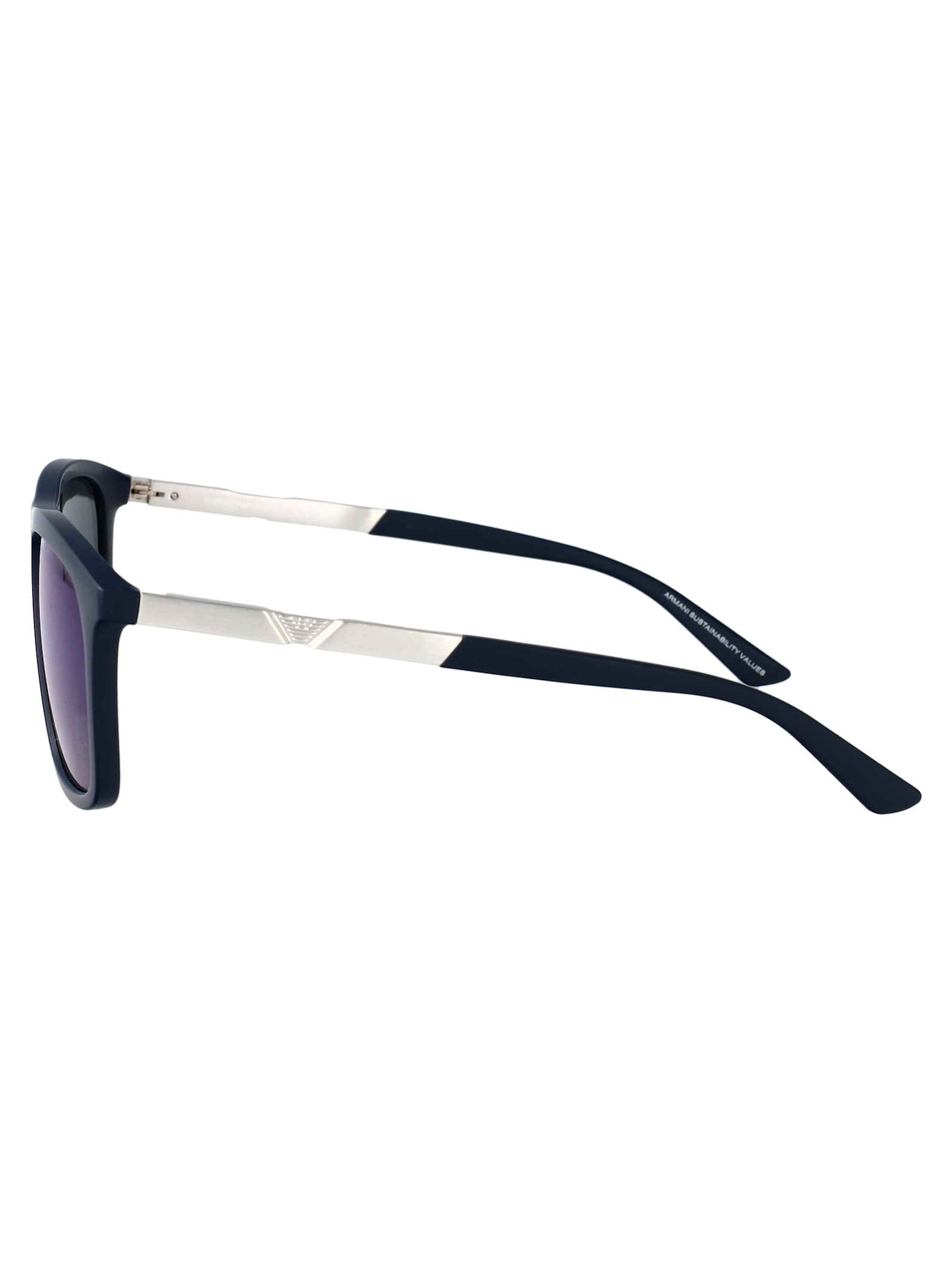 Emporio Armani Blu Scuro Opaco Injected Sunglasses In Blue