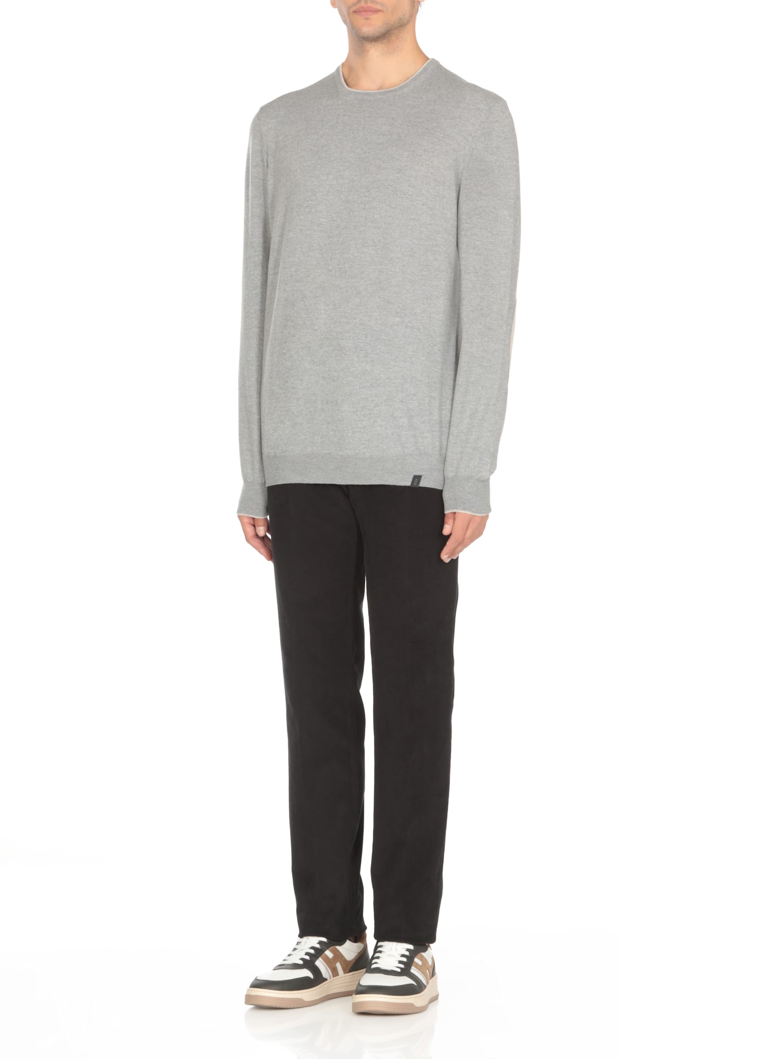 Shop Fay Virgin Wool Sweater In Grey