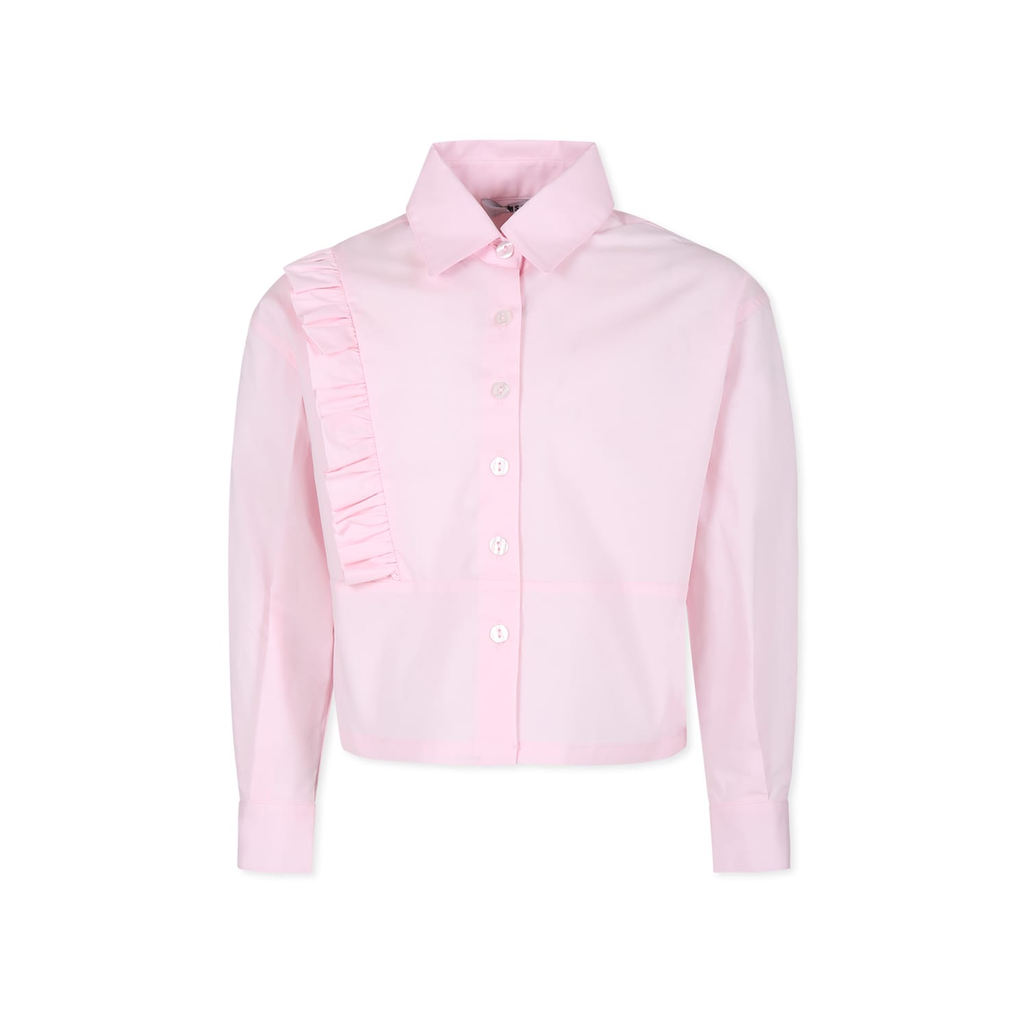 MSGM PINK SHIRT FOR GIRL WITH LOGO 